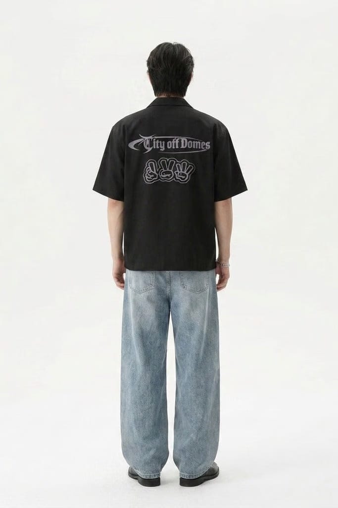City Off Domes Subtle State Black Bowling Shirt