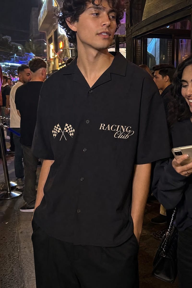 City Off Domes Sunday Racing Black Bowling Shirt