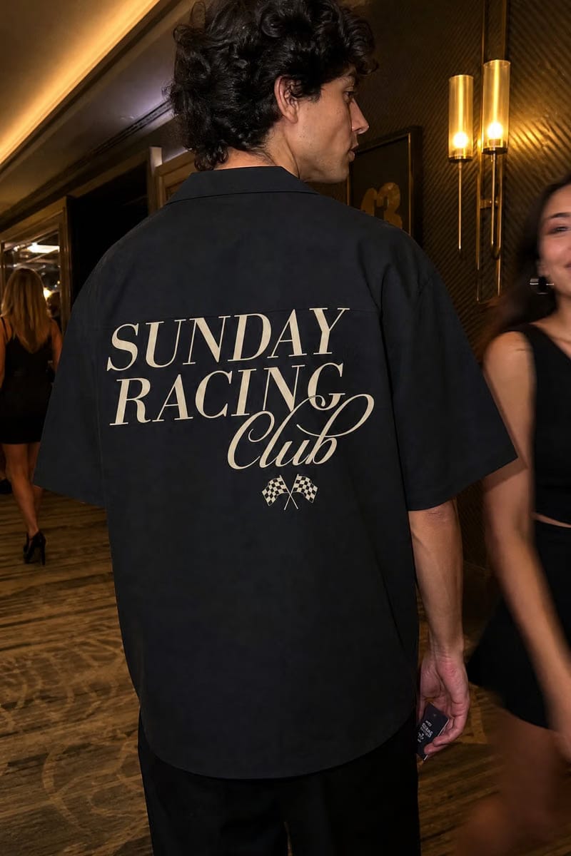 City Off Domes Sunday Racing Black Bowling Shirt