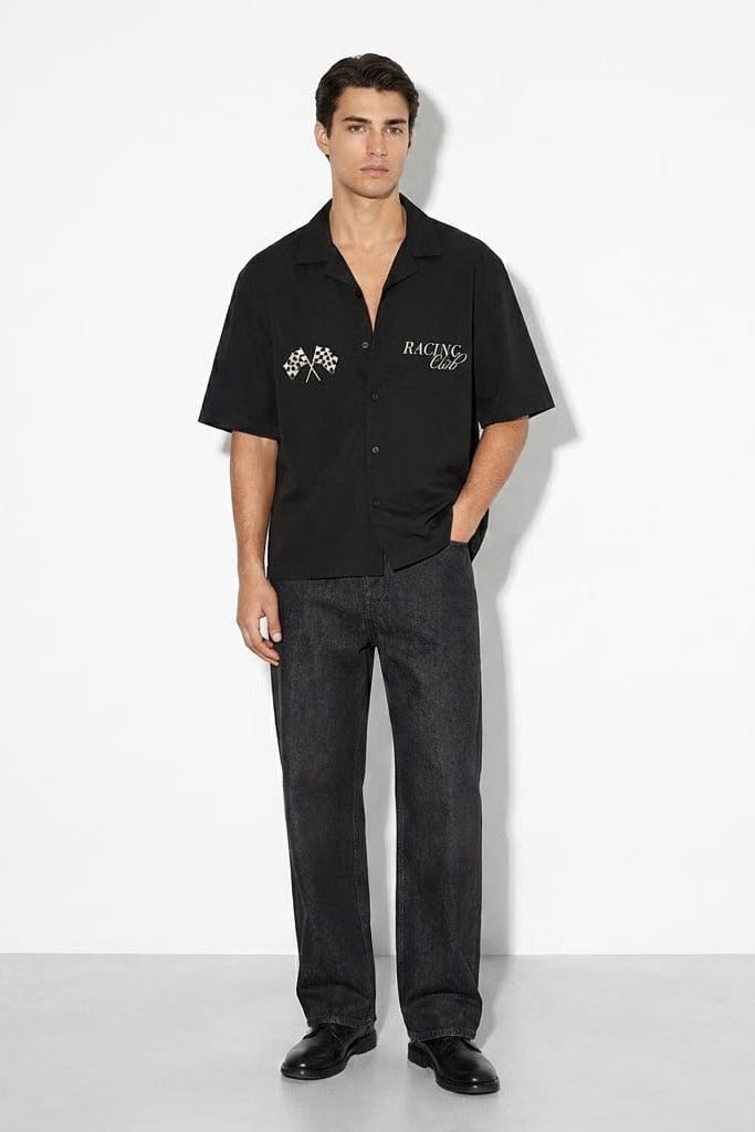 City Off Domes Sunday Racing Black Bowling Shirt