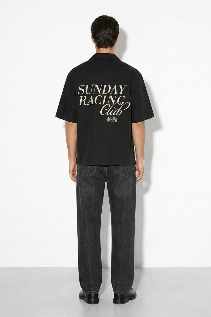City Off Domes Sunday Racing Black Bowling Shirt