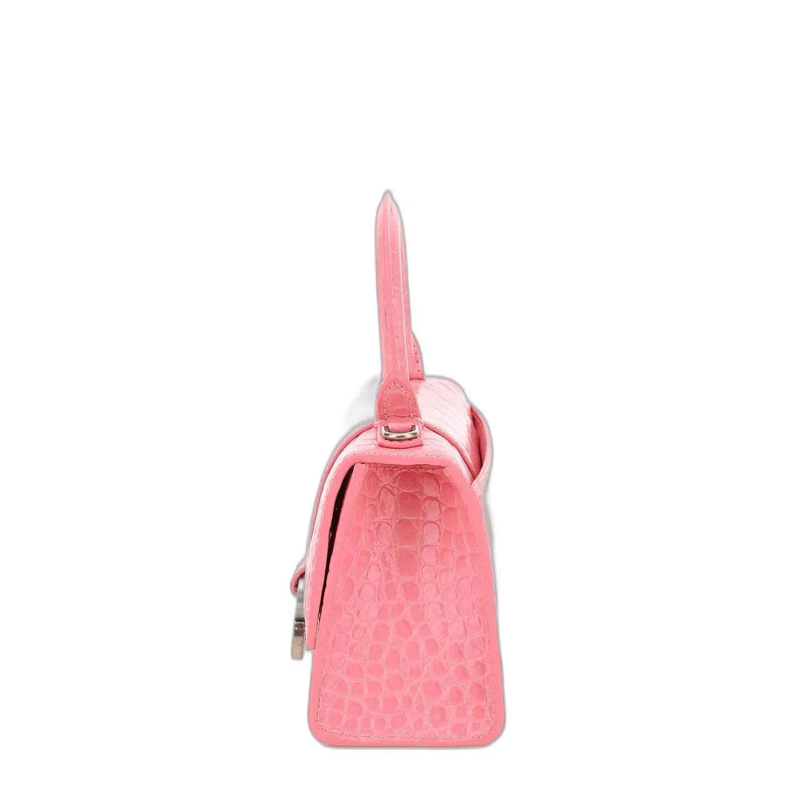 Hourglass Xs Logo Plaque Top Handle Bag in Pink