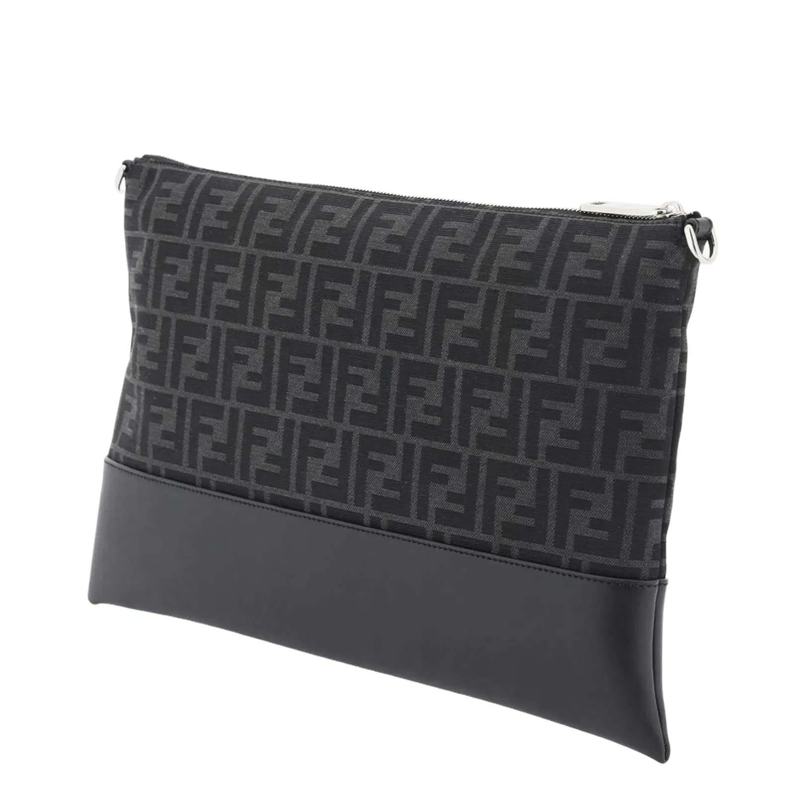 FF Jacquard Black Leather Crossbody Bag