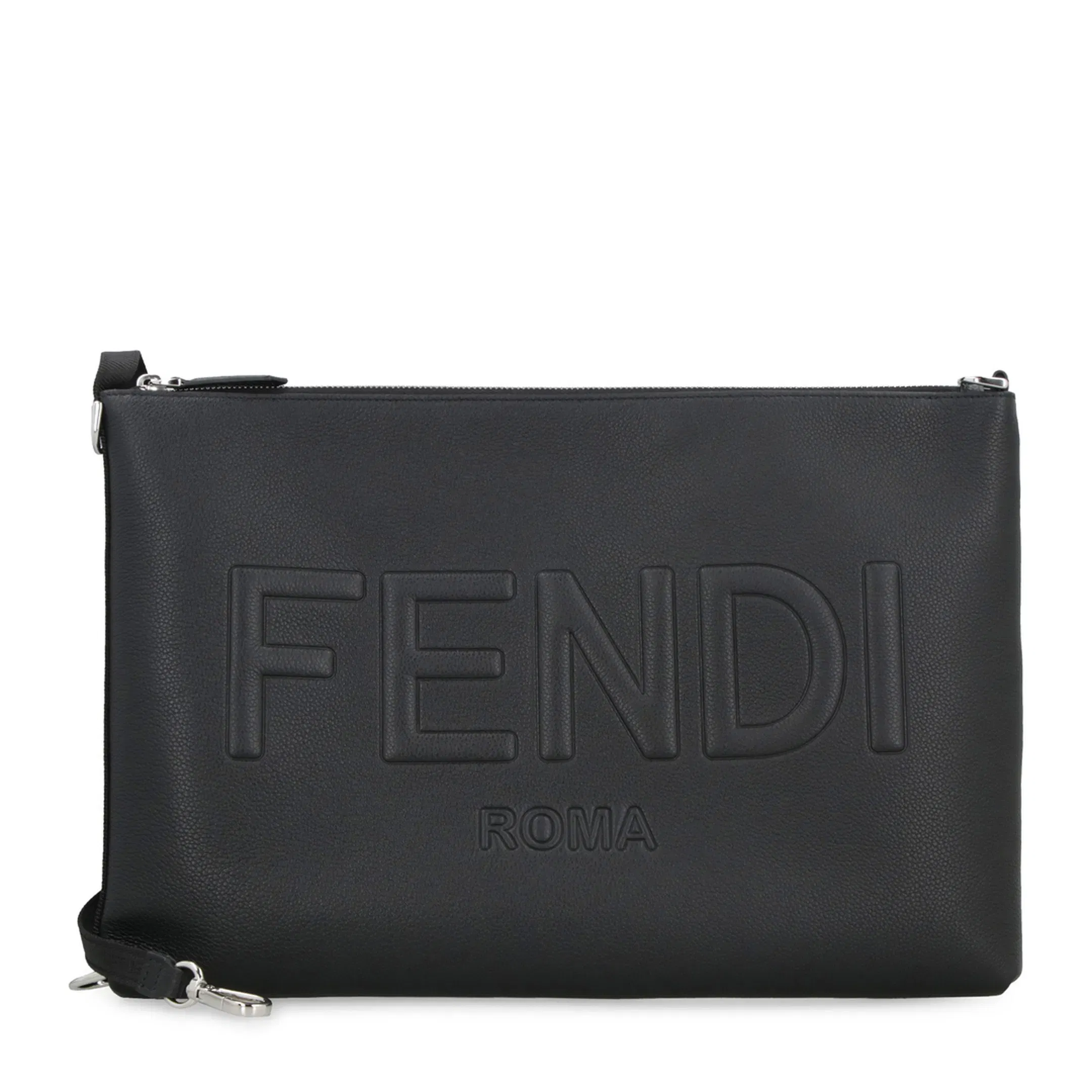 Roma Black Leather Clutch