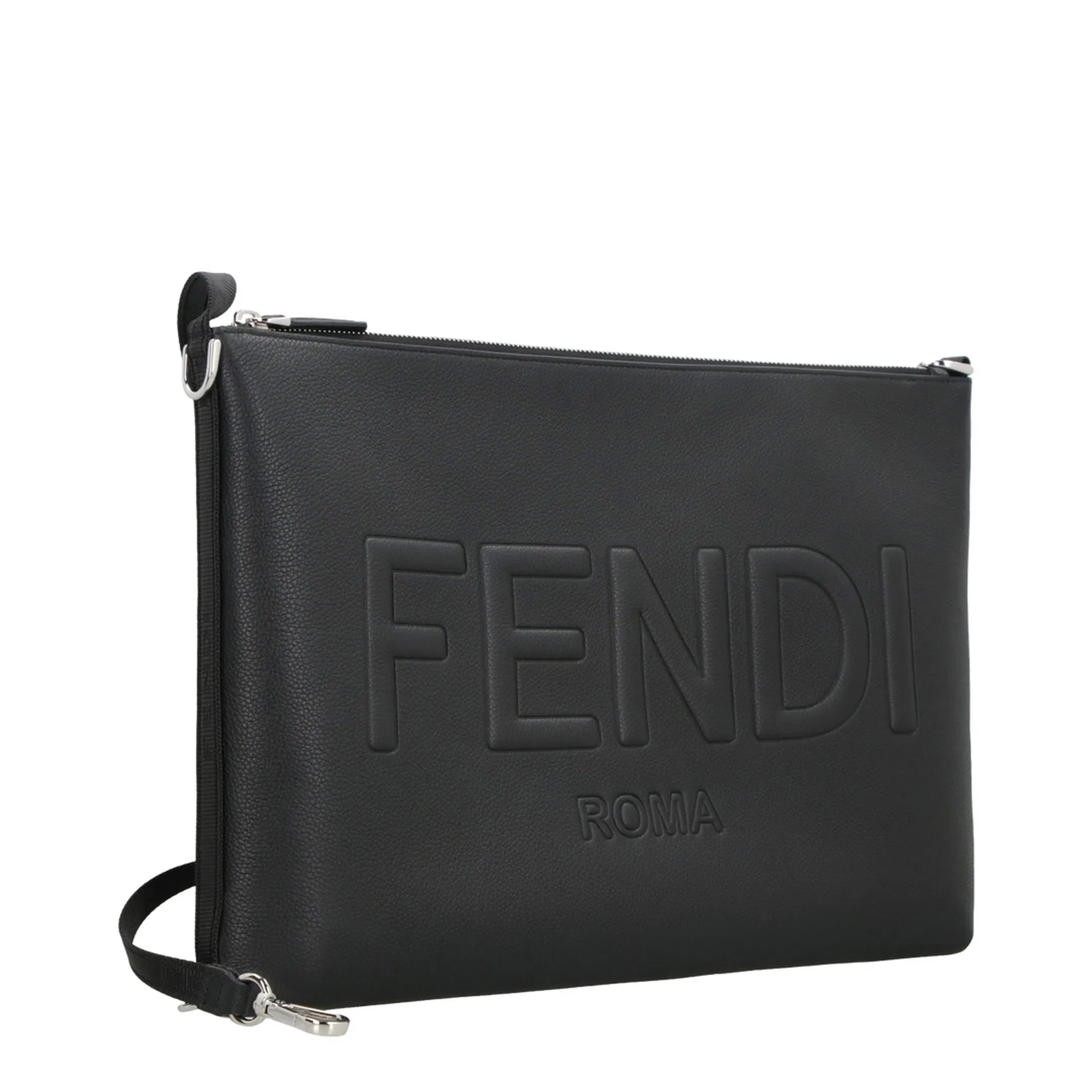 Roma Black Leather Clutch