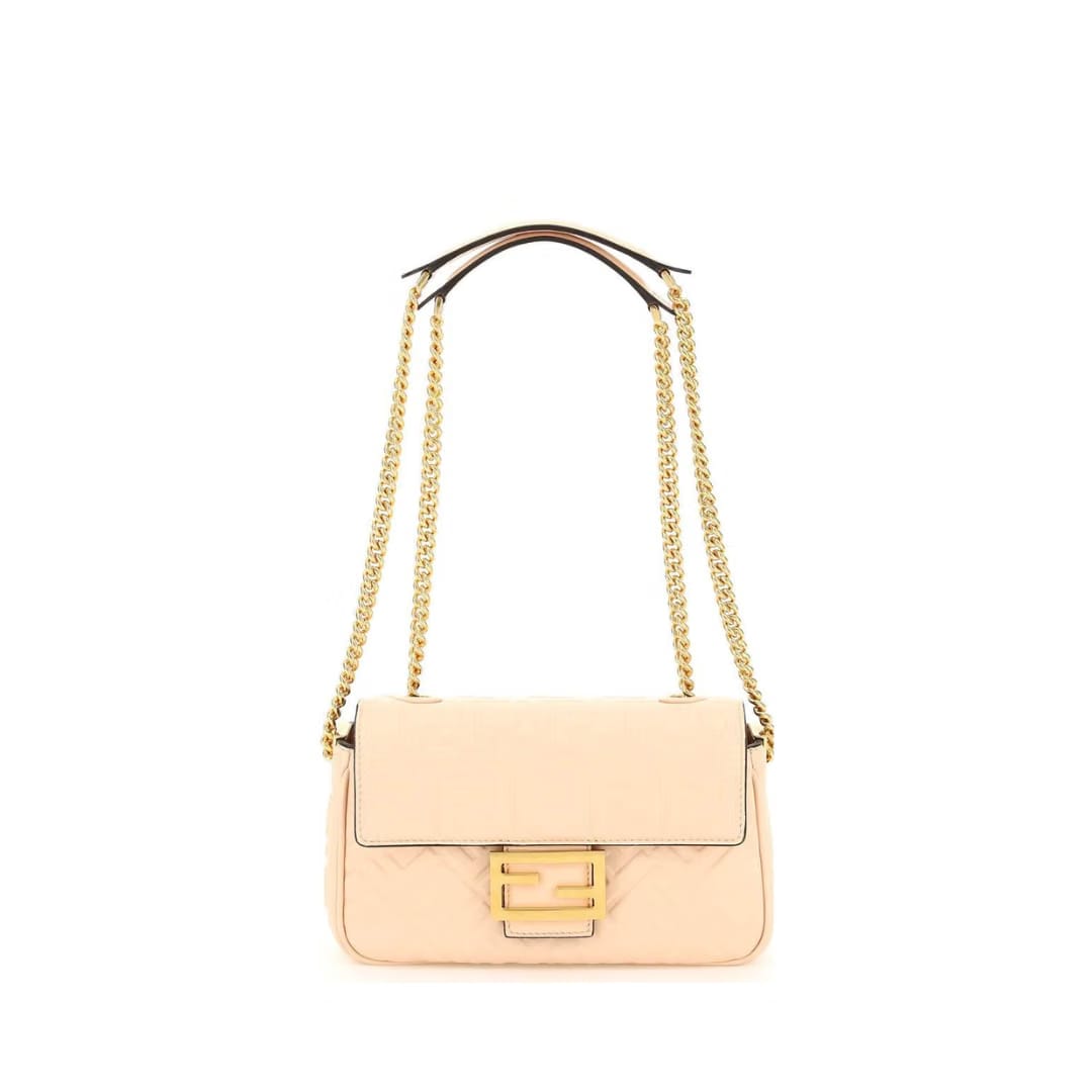 Baguette Chain Midi Pink Lamb Leather Bag