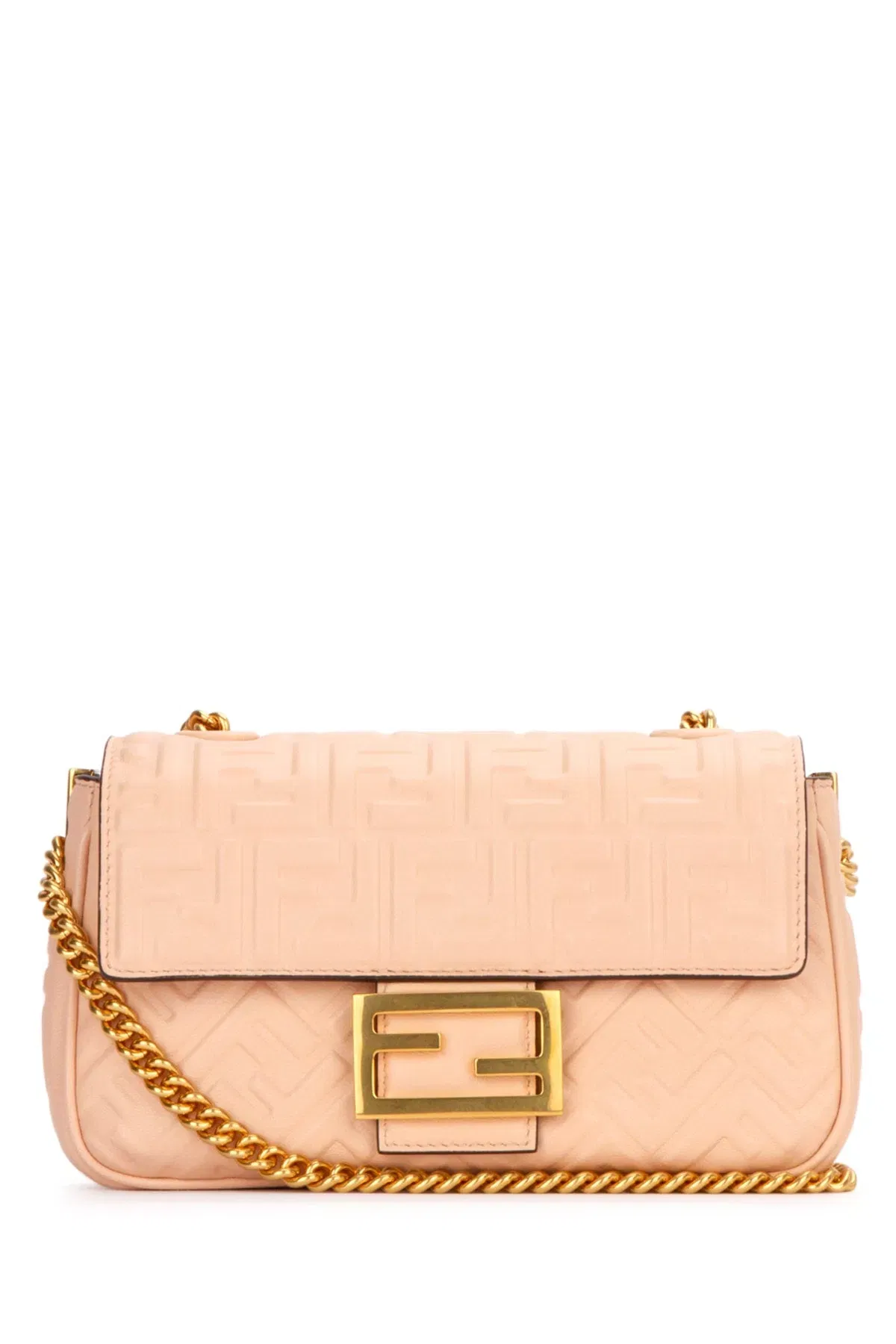 Baguette Chain Midi Pink Lamb Leather Bag