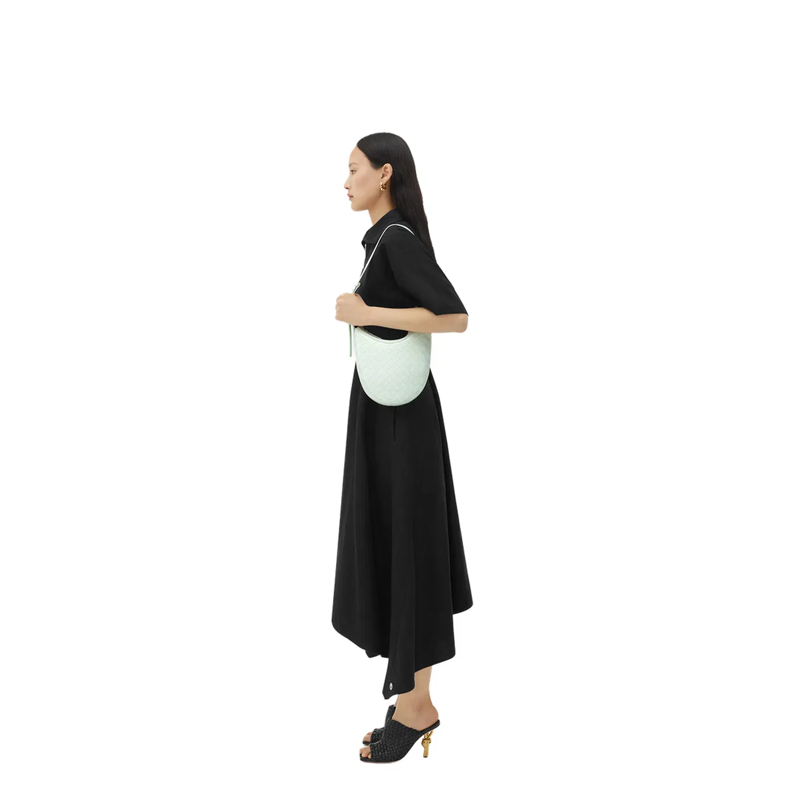 Intrecciato Small Leather Shoulder Bags - Pastel green