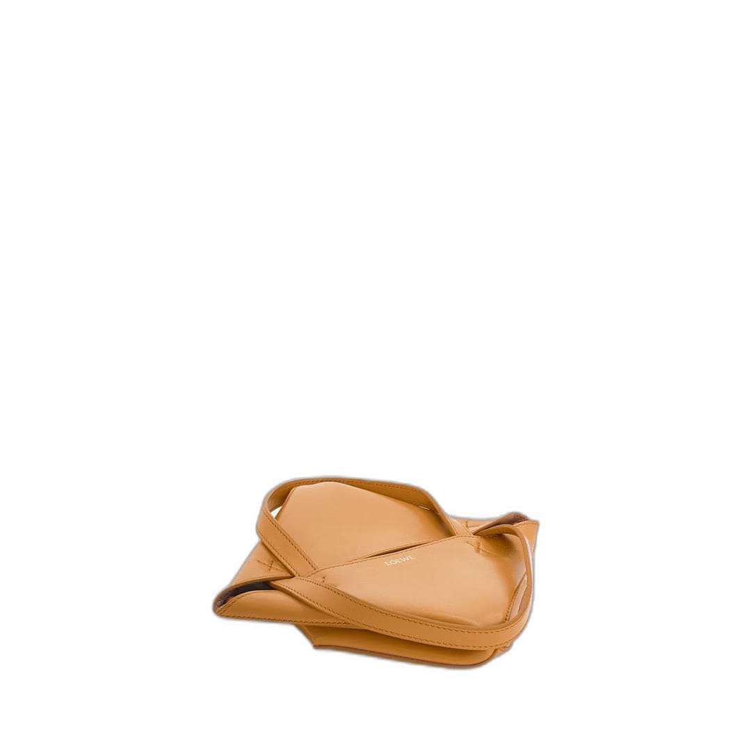 Puzzle Fold Mini Leather Tote Bags - Beige