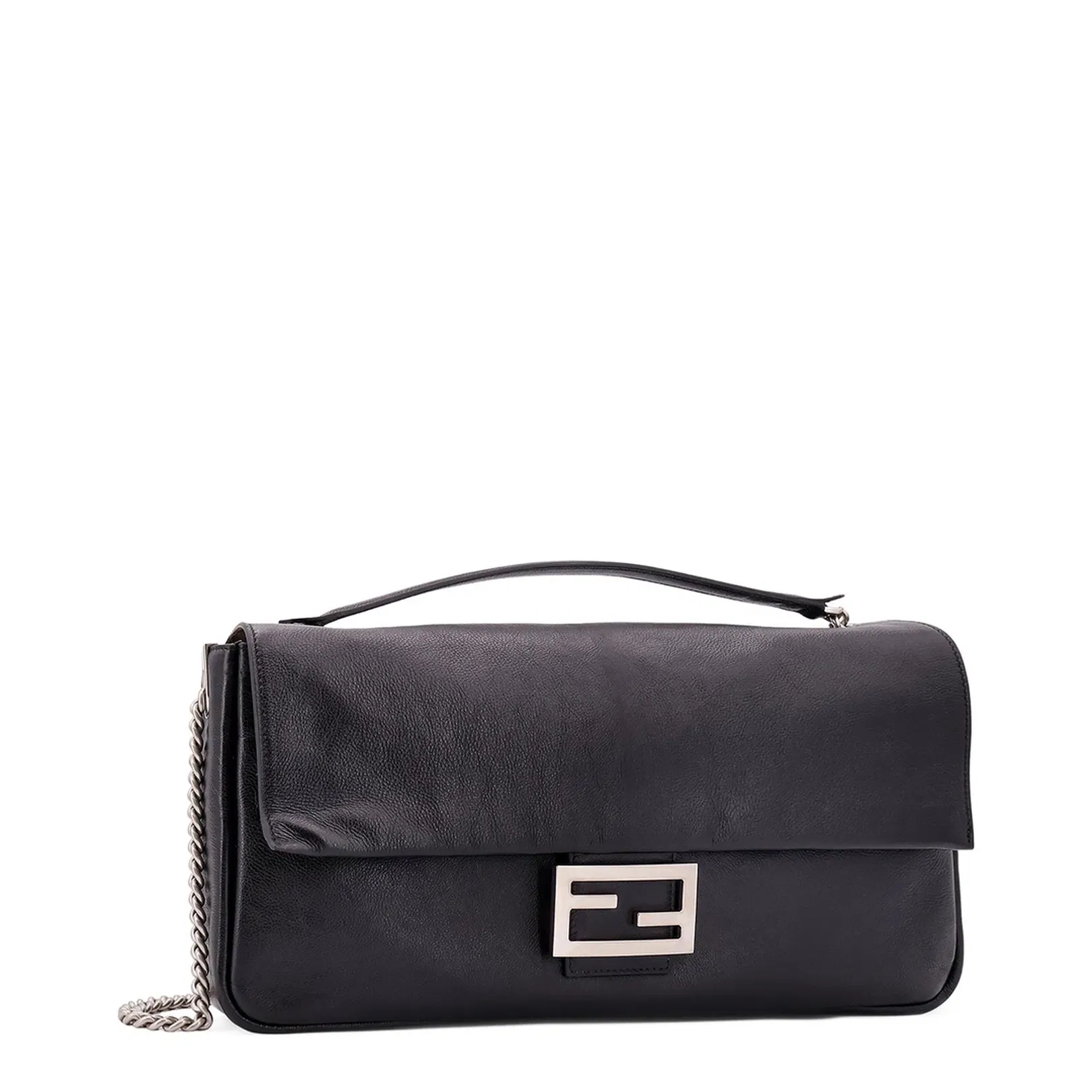 Baguette Chain Large Black Calfskin Leather Bag