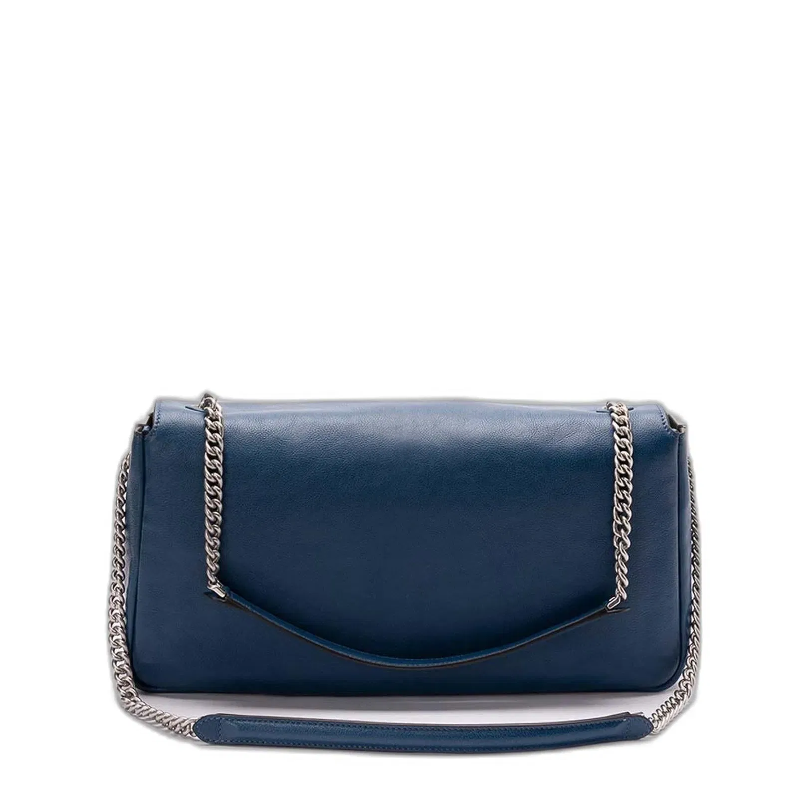 Baguette Chain Large Blue Leather Bag