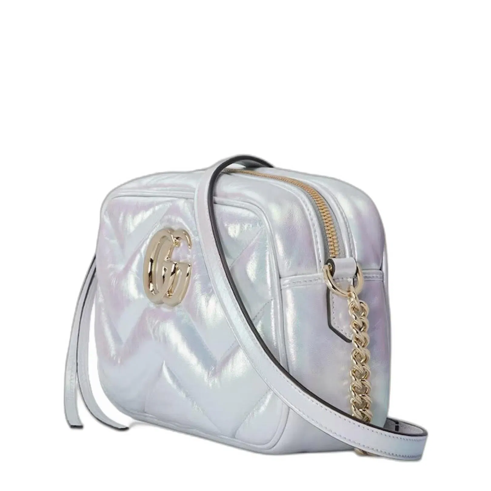 Gg Marmont Small Shoulder Bag in Blue Iridescent