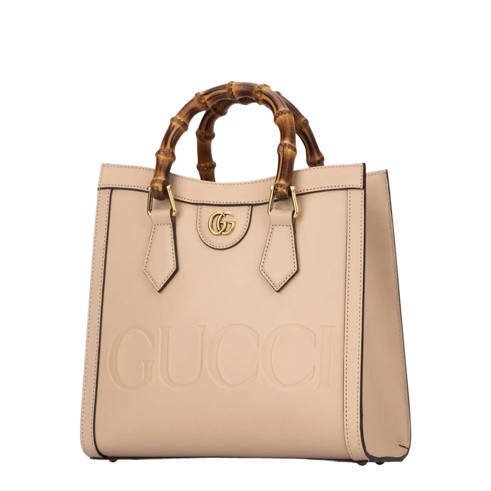 Diana Medium Leather Tote Bag - Beige