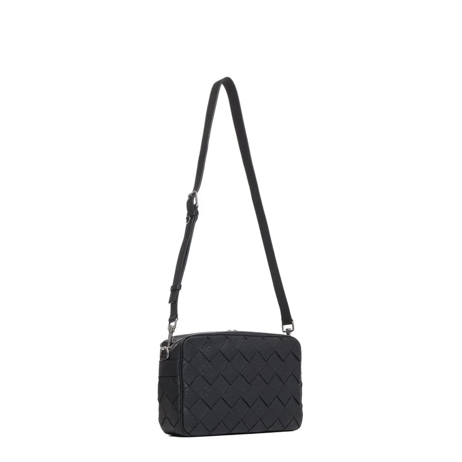 Intrecciato Leather Camera Bags - Black