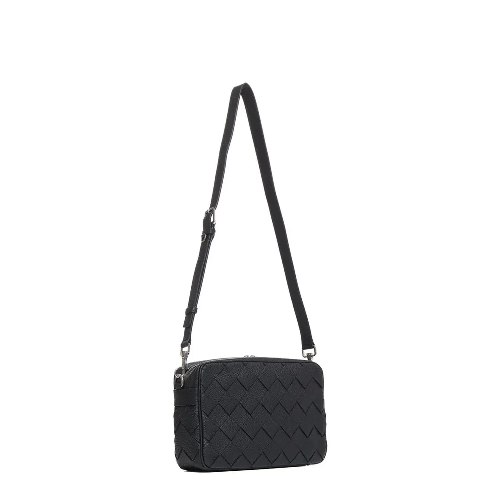 Intrecciato Leather Camera Bags - Black