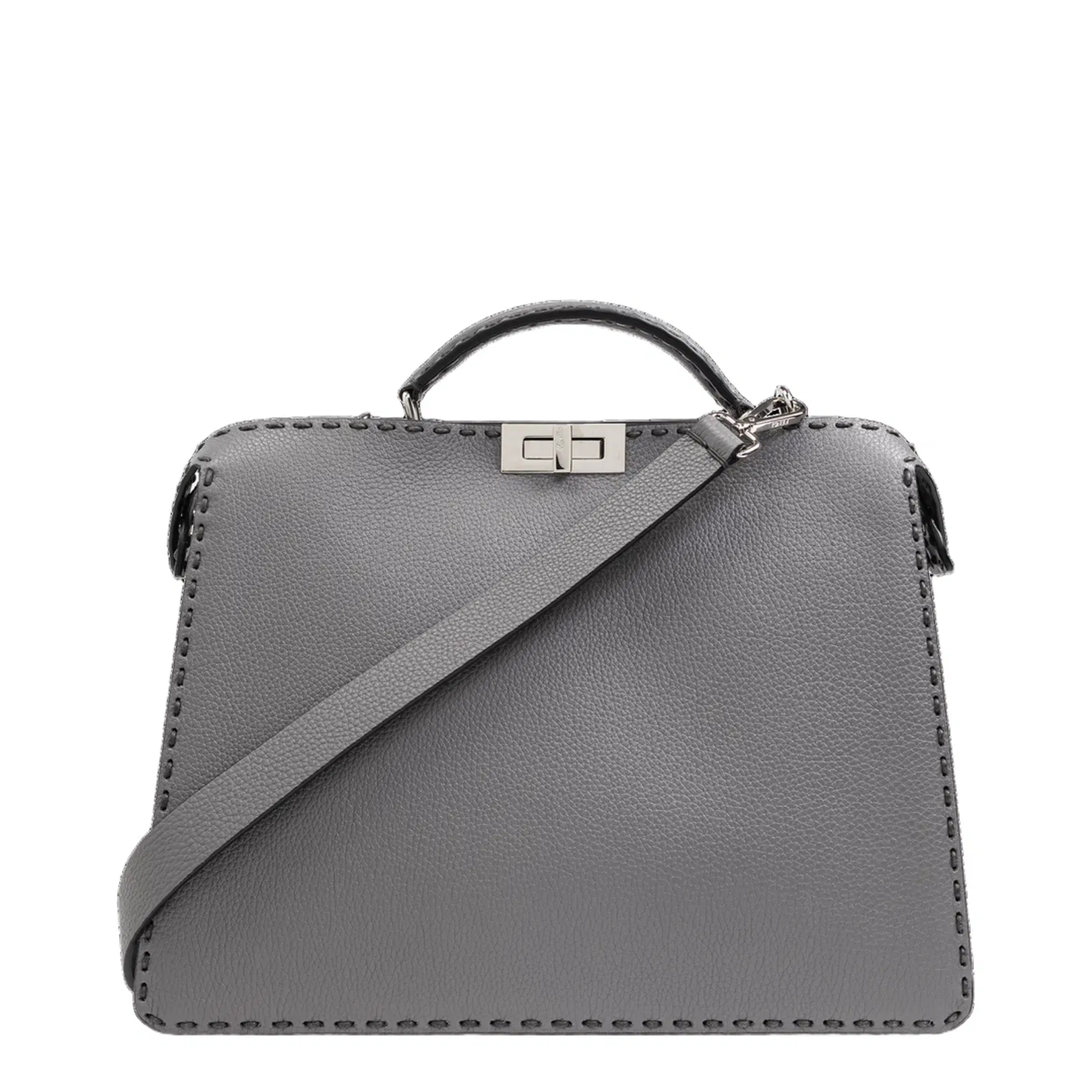 Peekaboo ISeeU Medium Selleria Grey Selleria Bag With 722 Hand Sewn Stitches