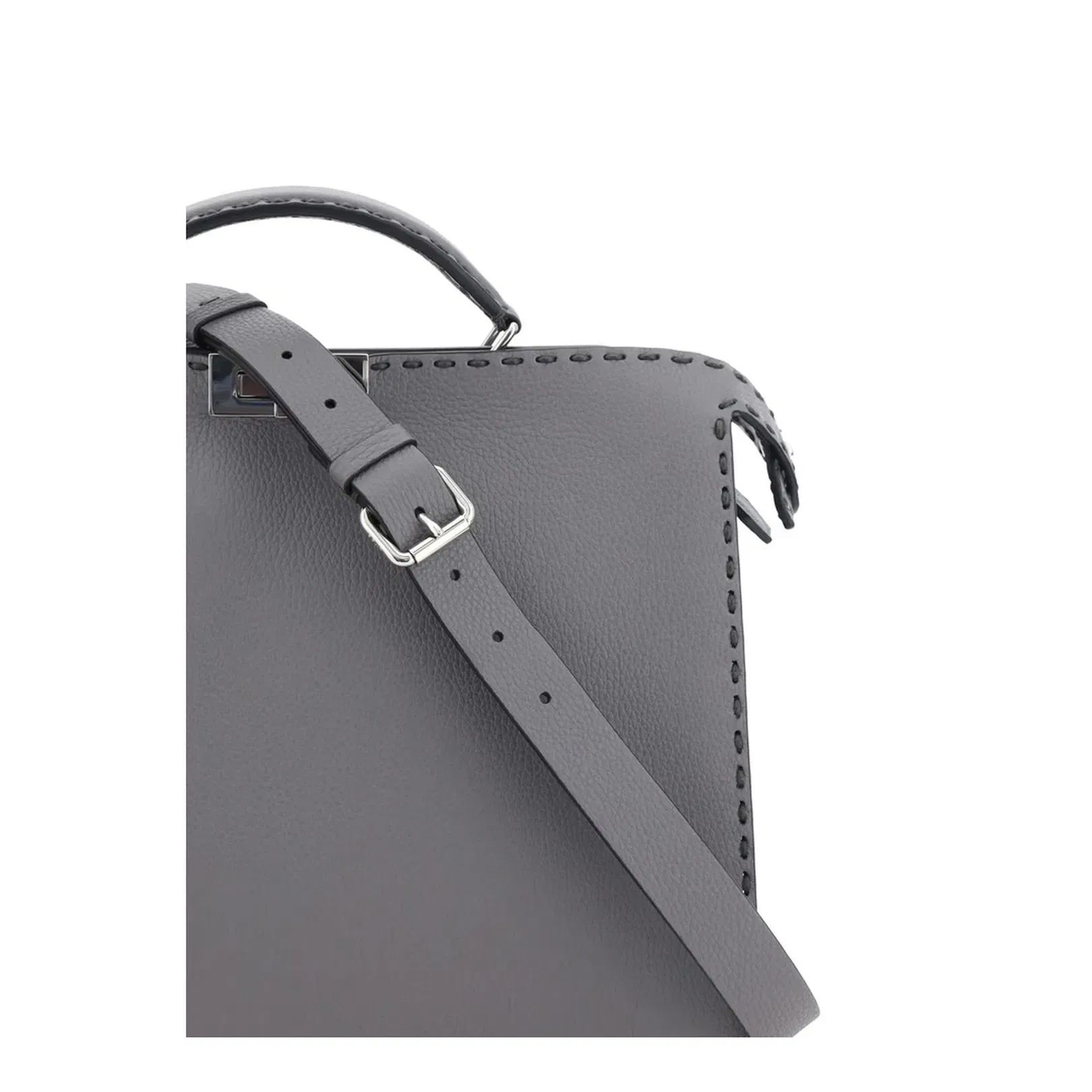 Peekaboo ISeeU Medium Selleria Grey Selleria Bag With 722 Hand Sewn Stitches