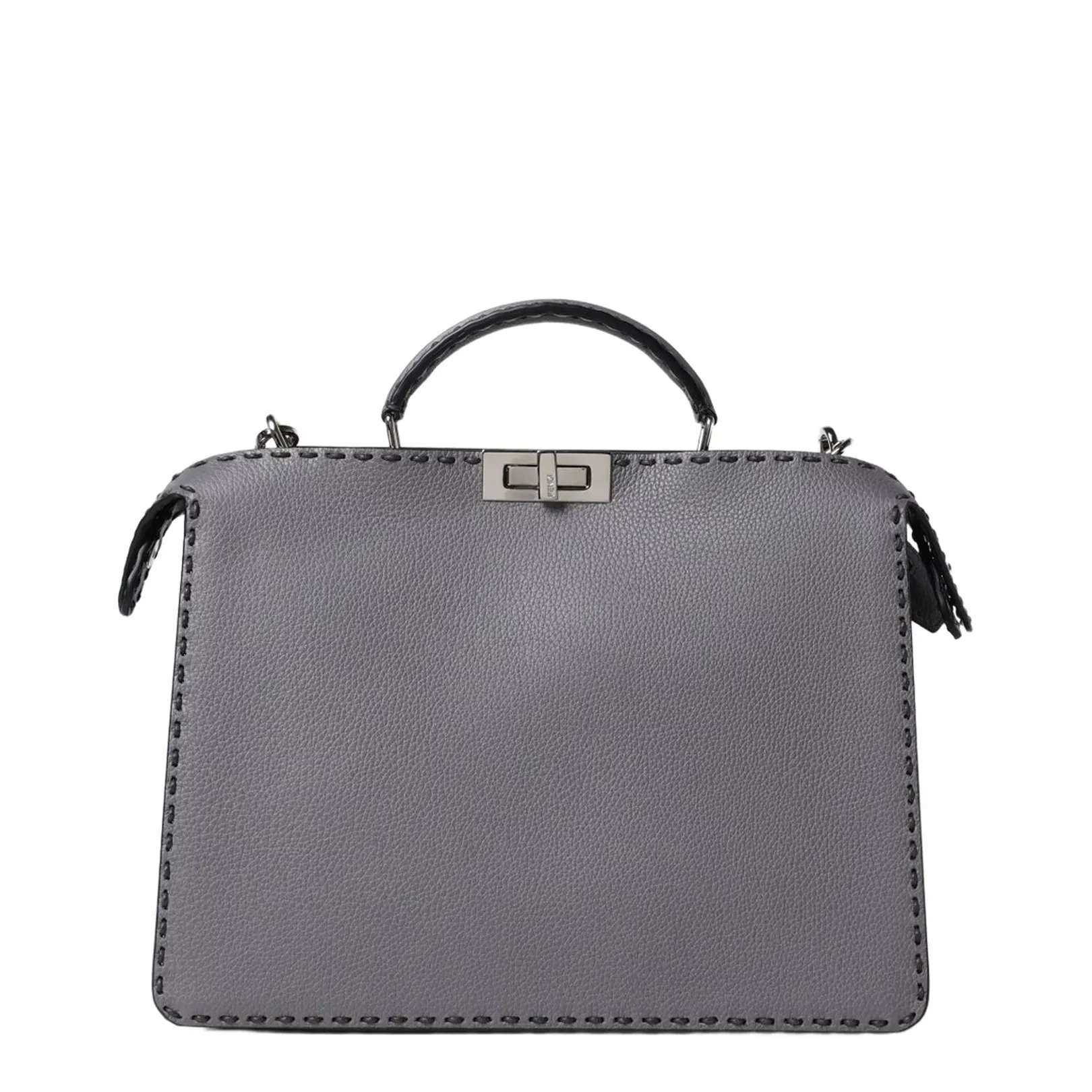 Peekaboo ISeeU Medium Selleria Grey Selleria Bag With 722 Hand Sewn Stitches
