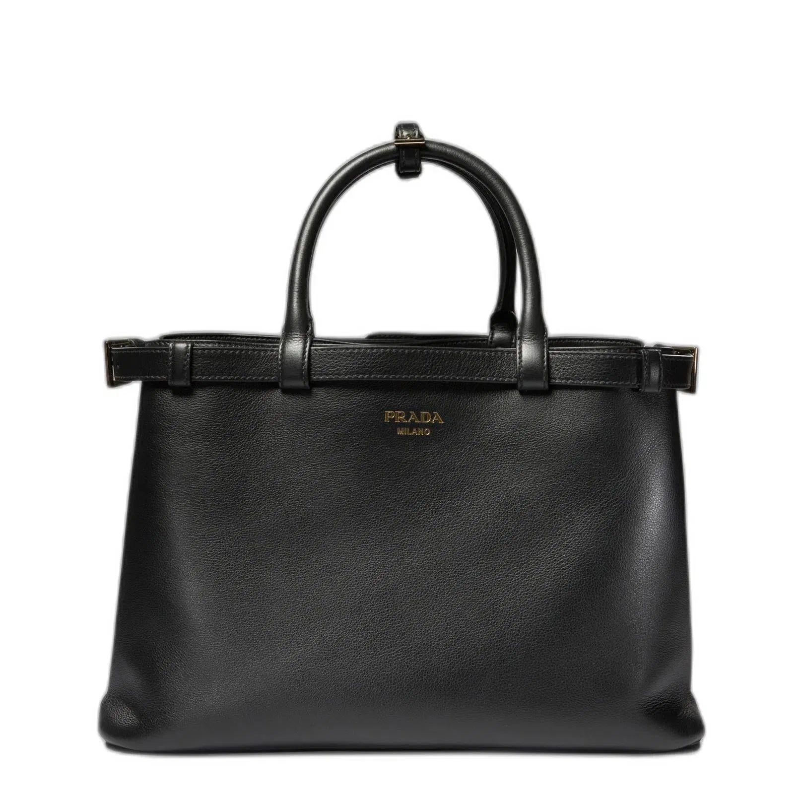 Buckle Medium Grainy Leather Handbag