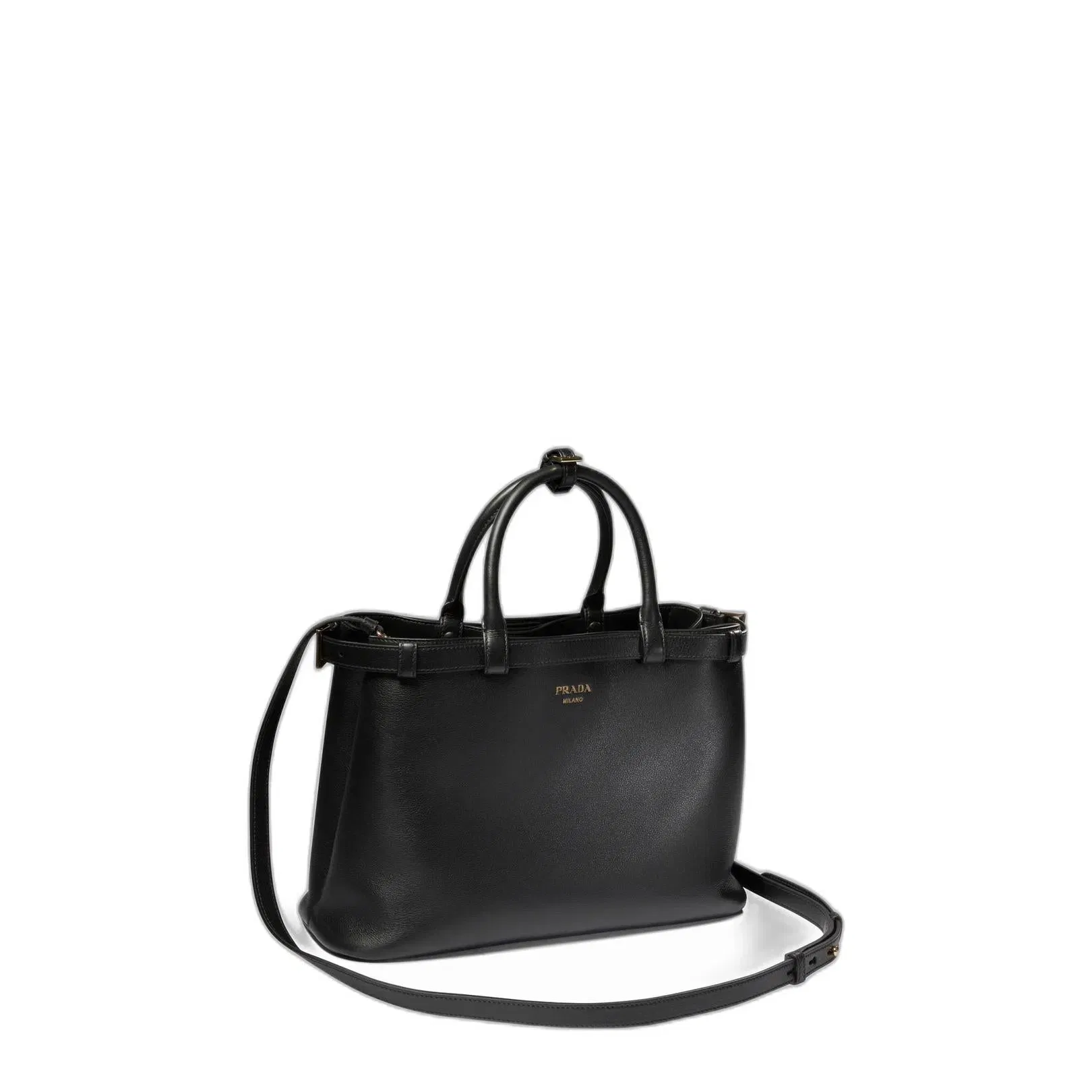 Buckle Medium Grainy Leather Handbag