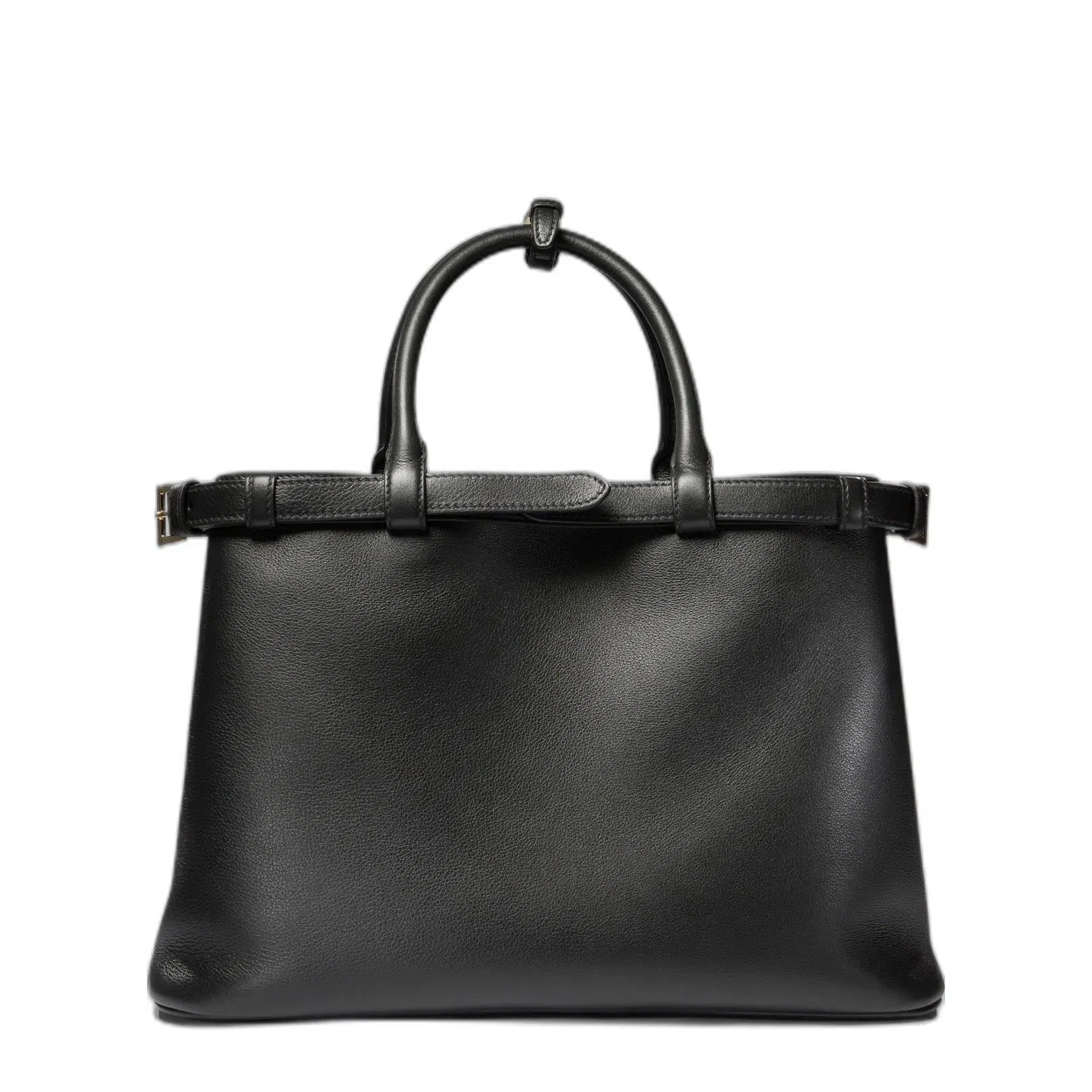 Buckle Medium Grainy Leather Handbag