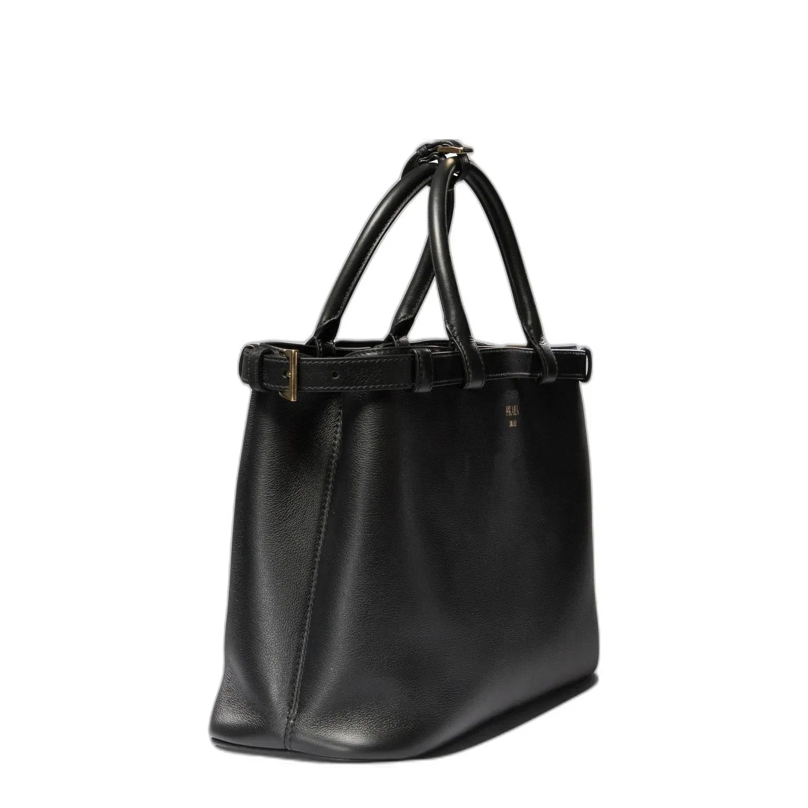 Buckle Medium Grainy Leather Handbag