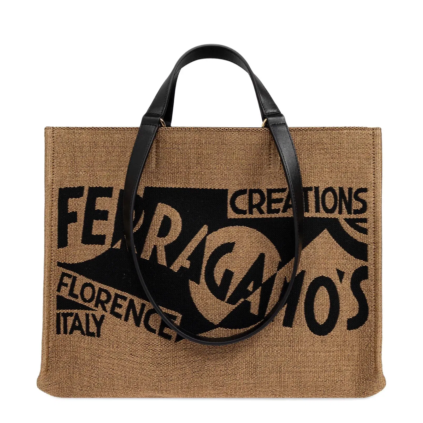 Natural And Black Raffia Tote Bag