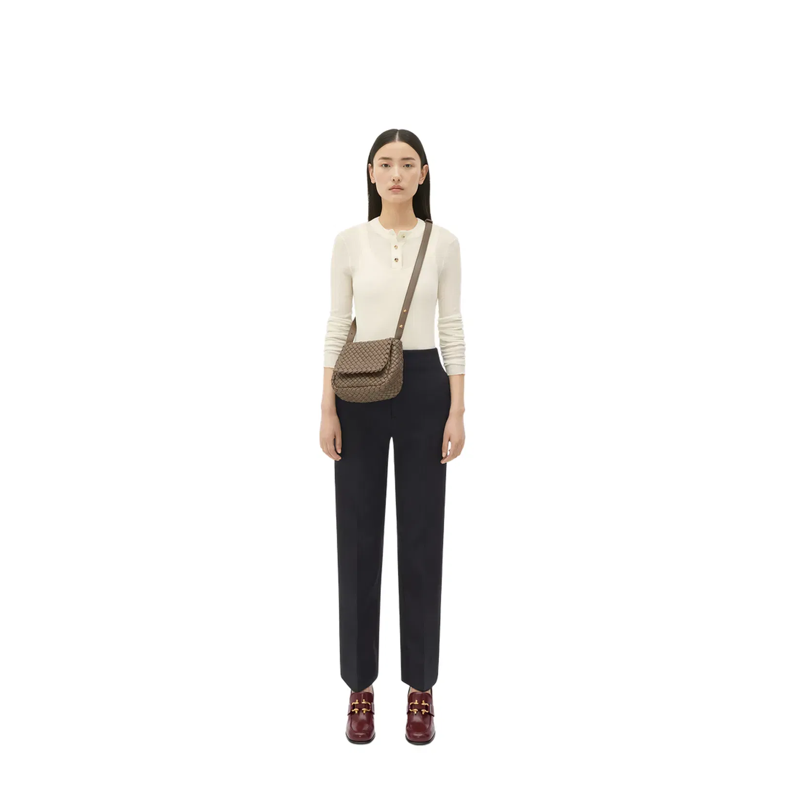Cobble Leather Shoulder Bags - Taupe
