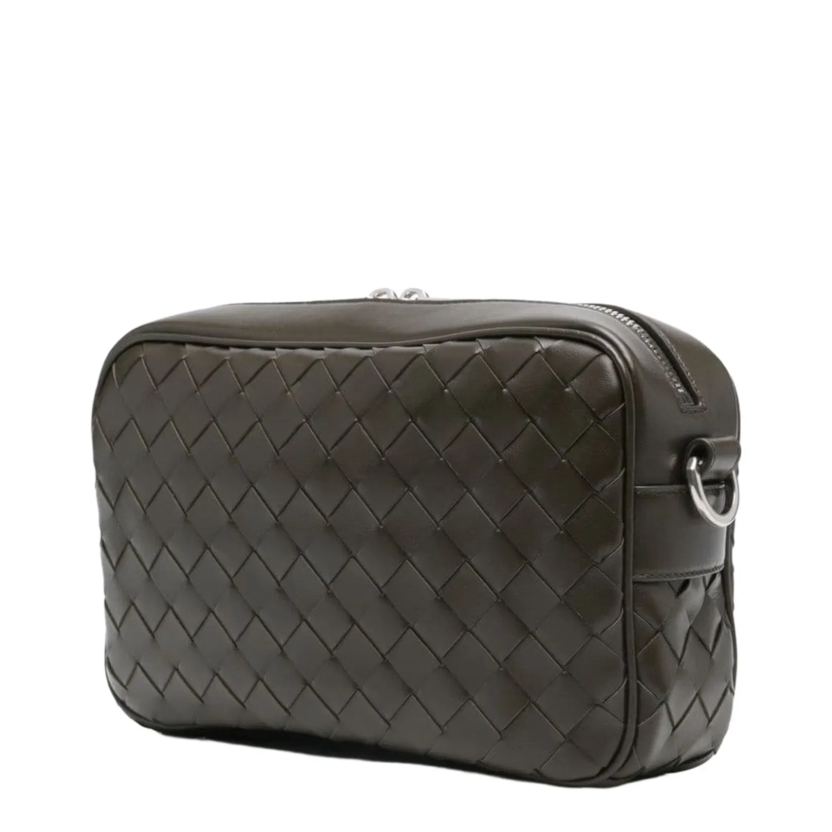 Intrecciato Small Leather Camera Bags - Brown