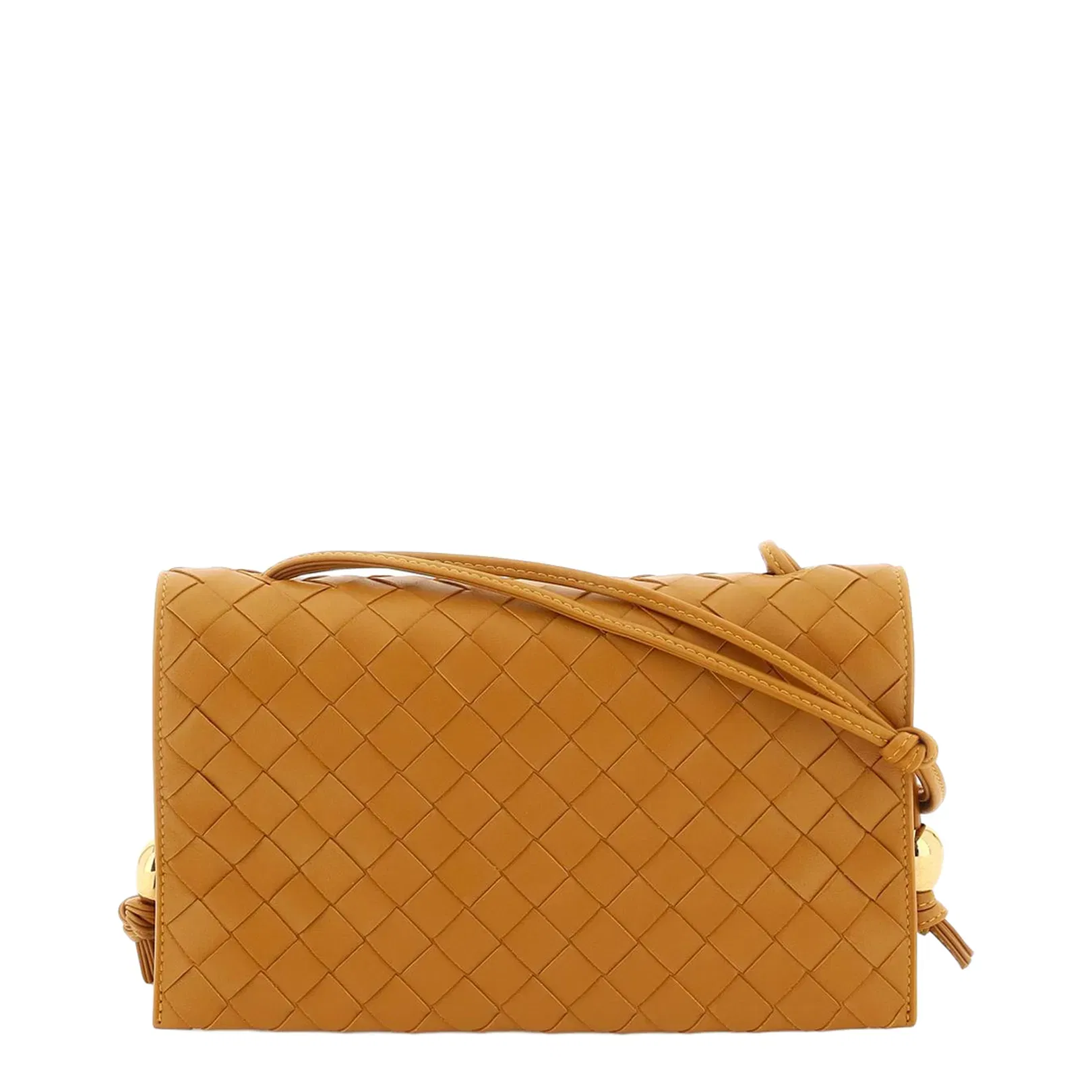 Intrecciato Leather Shoulder Bags - Gold