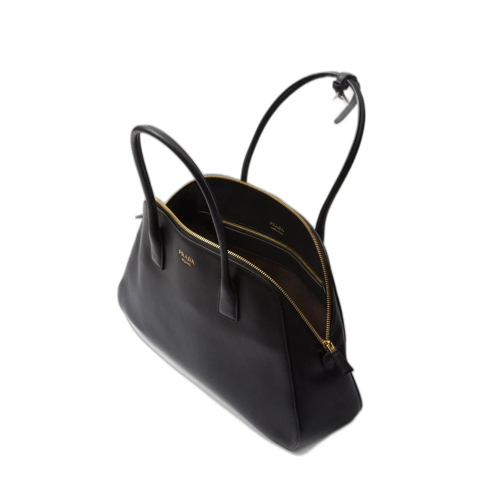 Black Leather Medium Shopping Bag