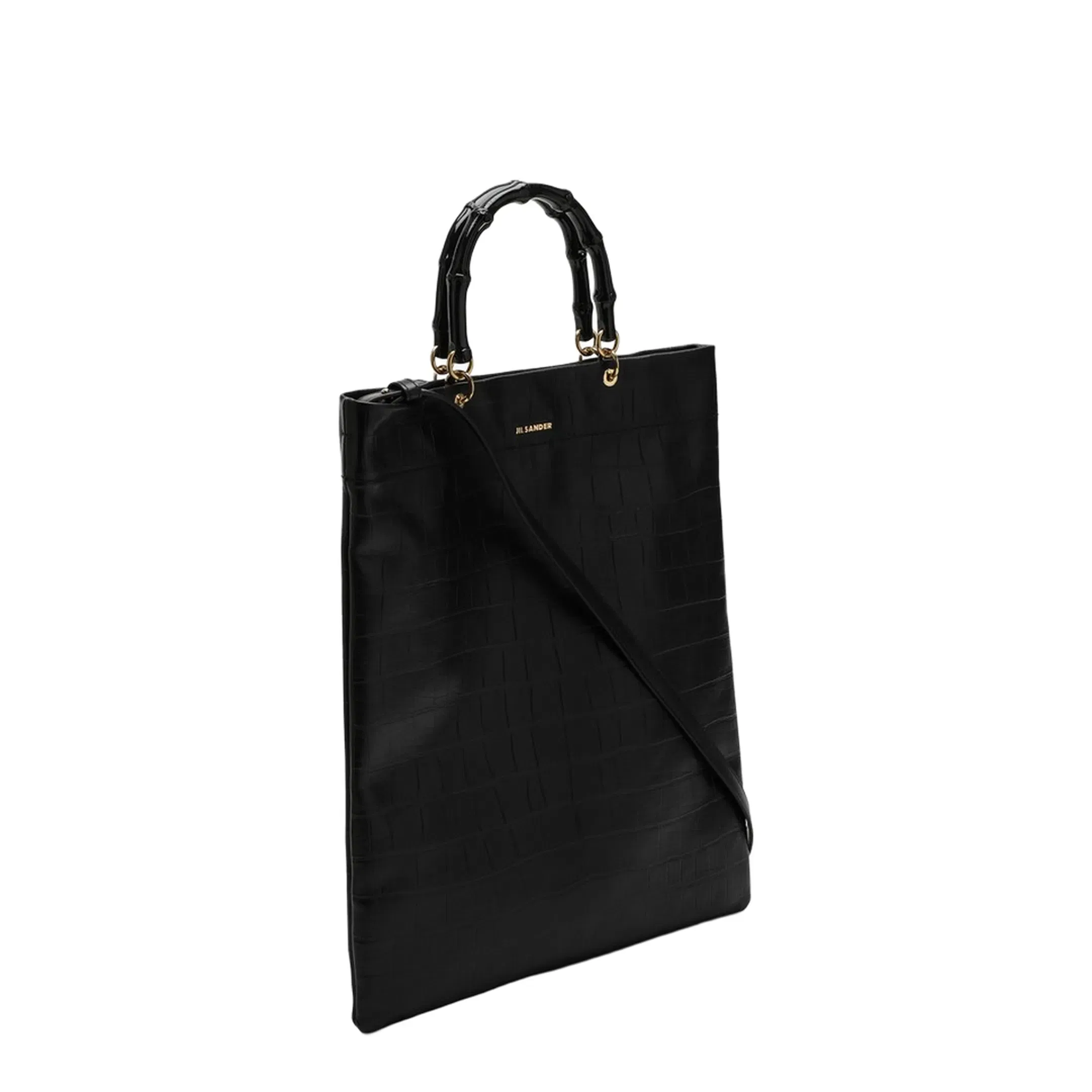Black Leather Medium Shopping Bag