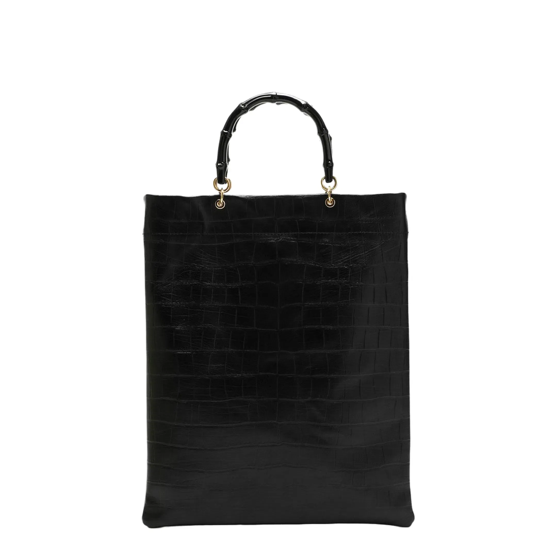 Black Leather Medium Shopping Bag
