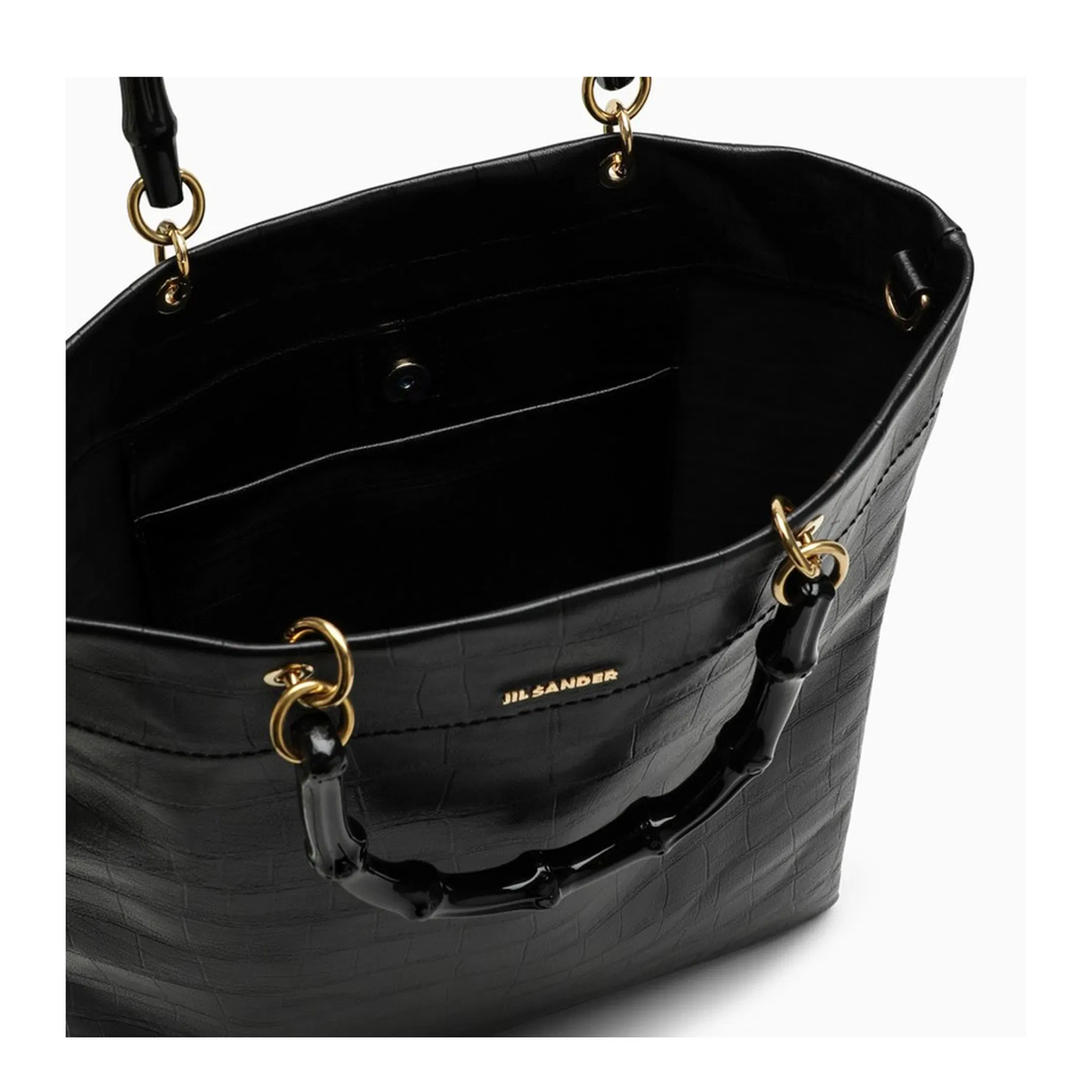 Black Leather Medium Shopping Bag