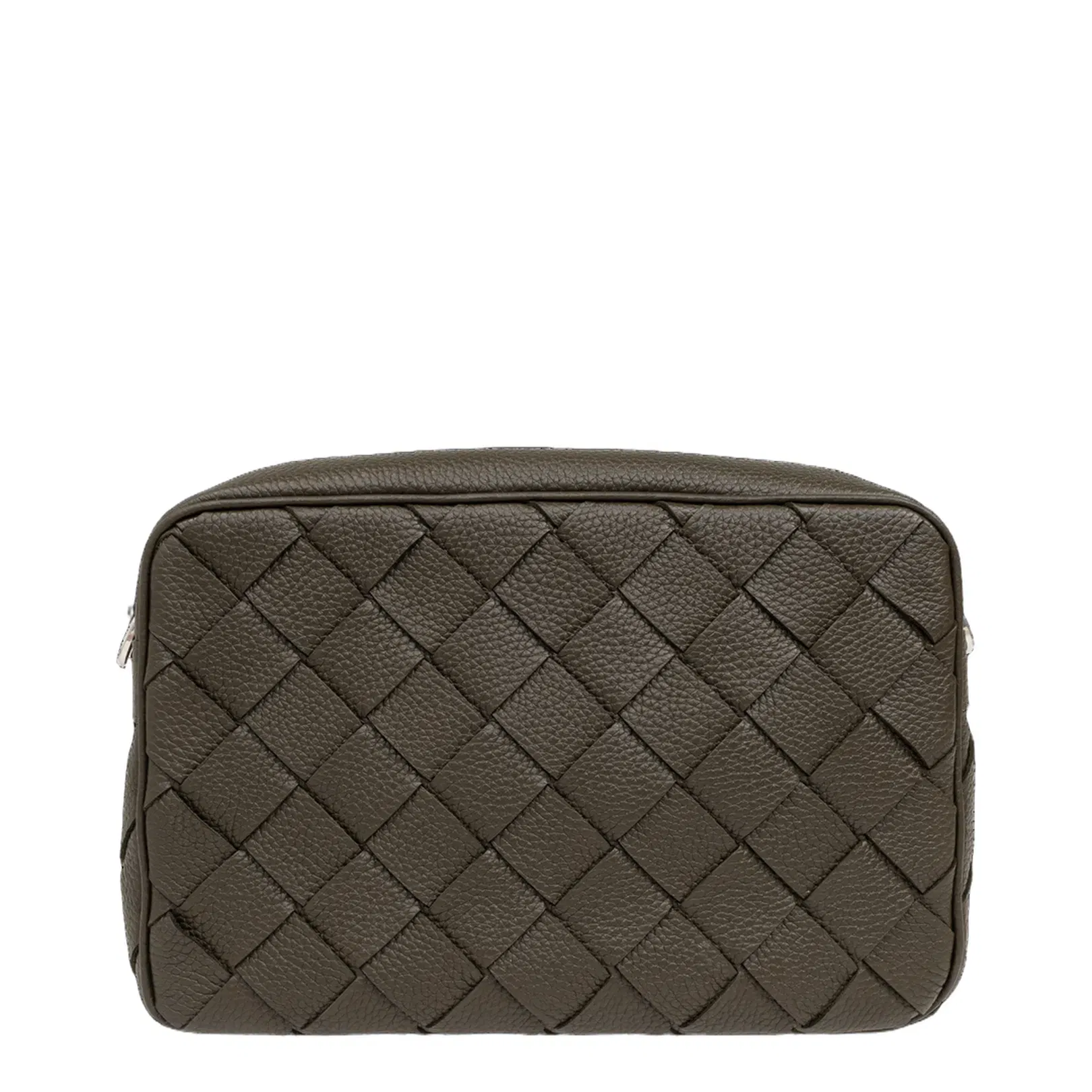 Intrecciato East-west Leather Camera Bags - Kaki