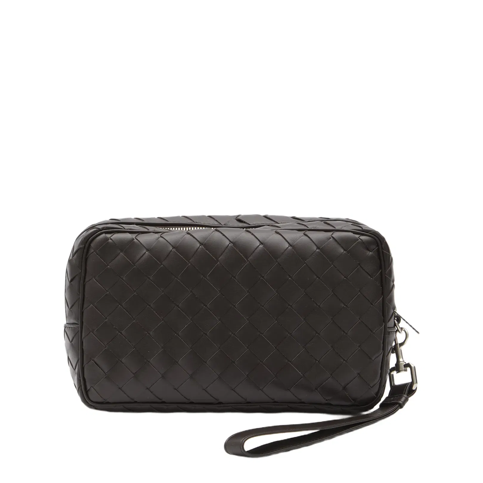 Intrecciato Small Leather Pouch - Brown