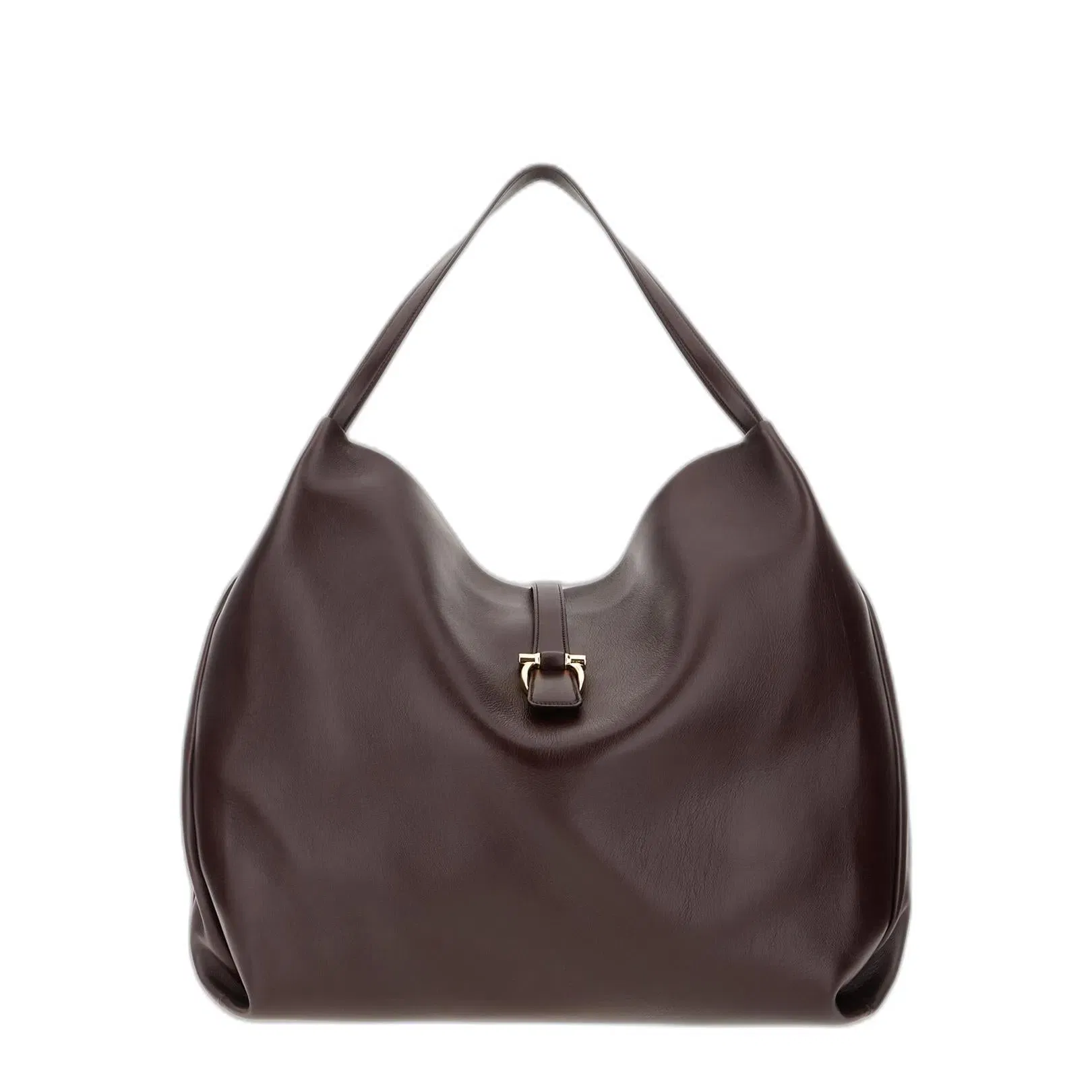 Aubergine Leather Shopping Bag