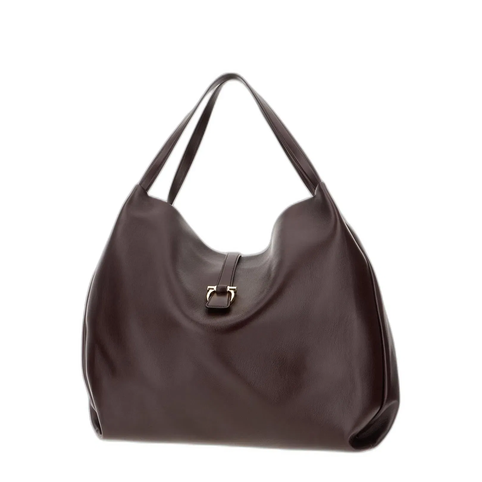 Aubergine Leather Shopping Bag