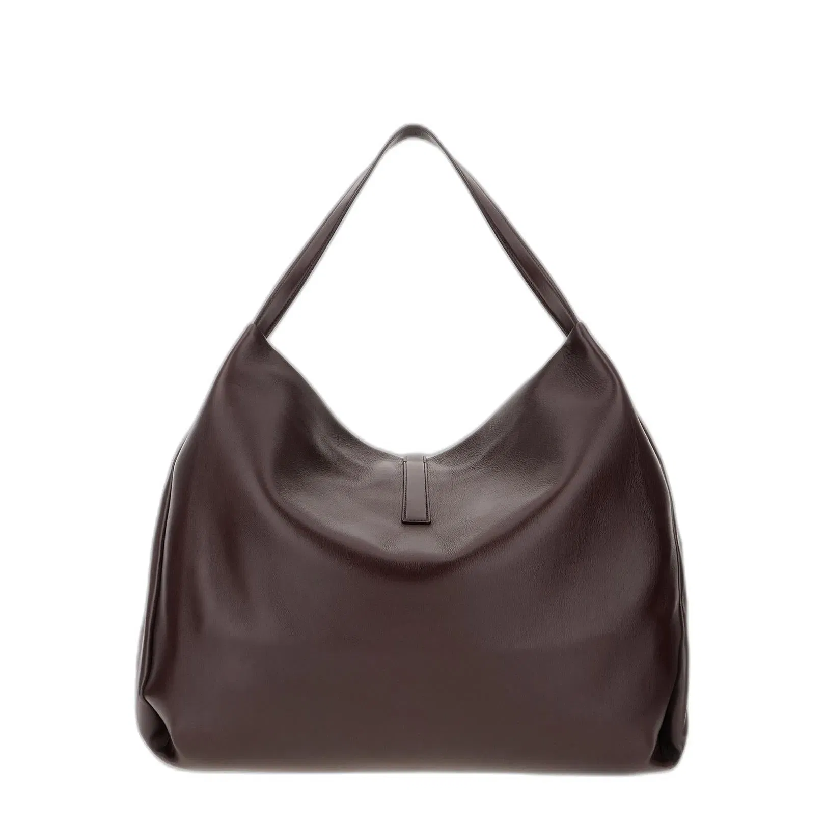 Aubergine Leather Shopping Bag