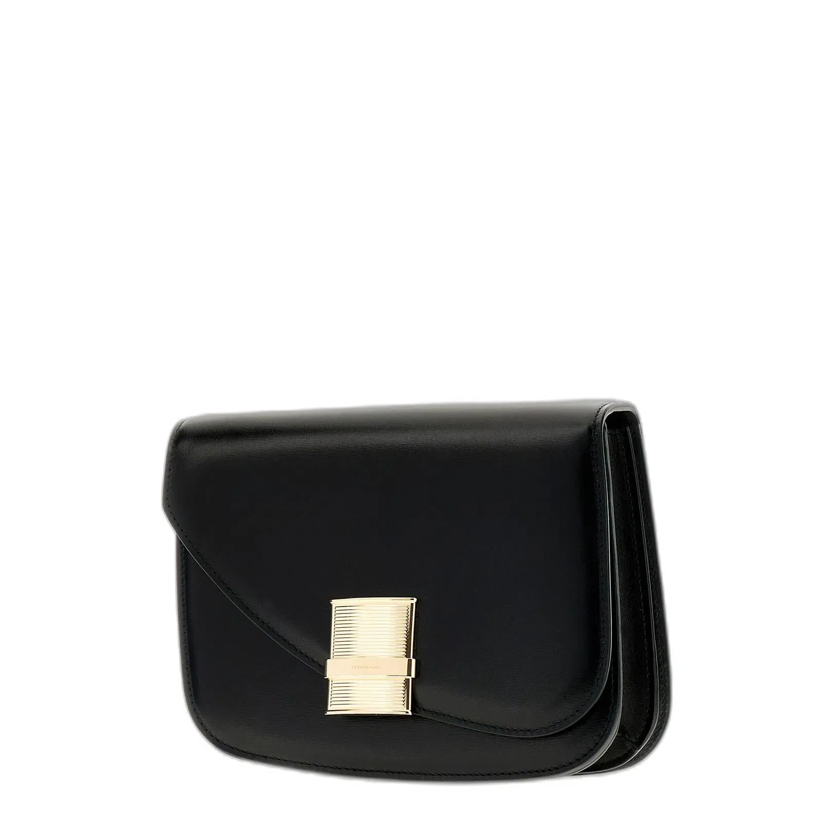 Ferragamo Black Leather Small Fiamma Crossbody Bag