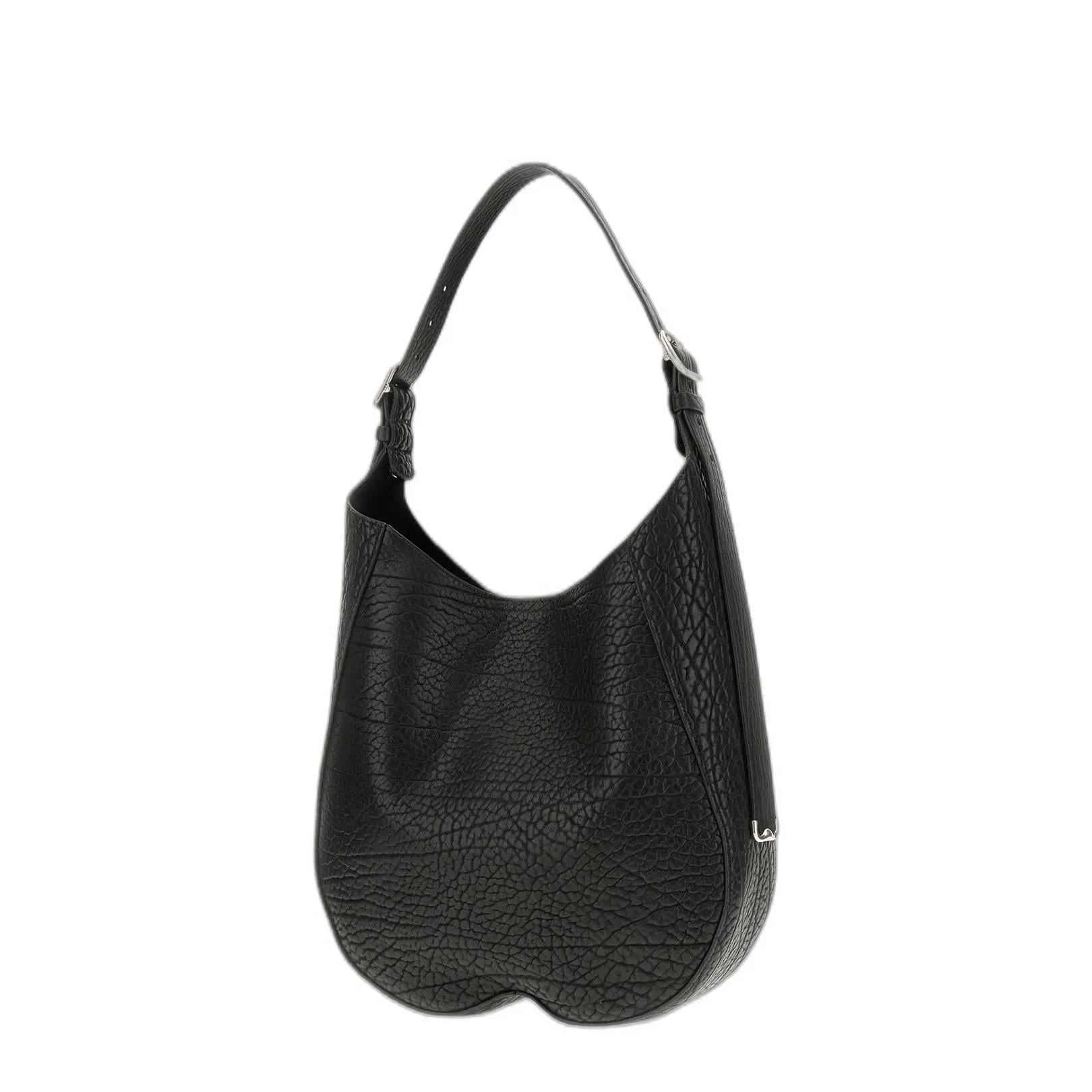 Black Leather Medium Chess Shoulder Bag