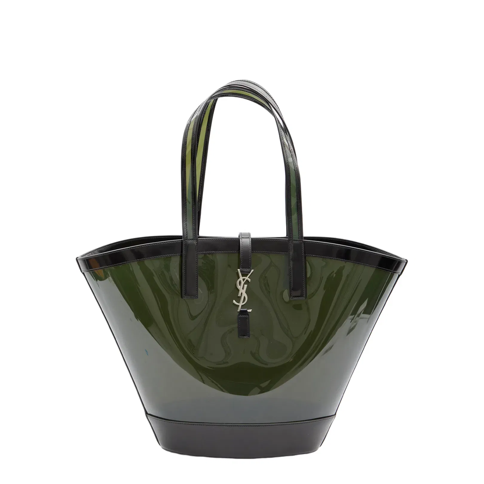 Panier Medium Vinyl and shiny leather Tote Bags - Green