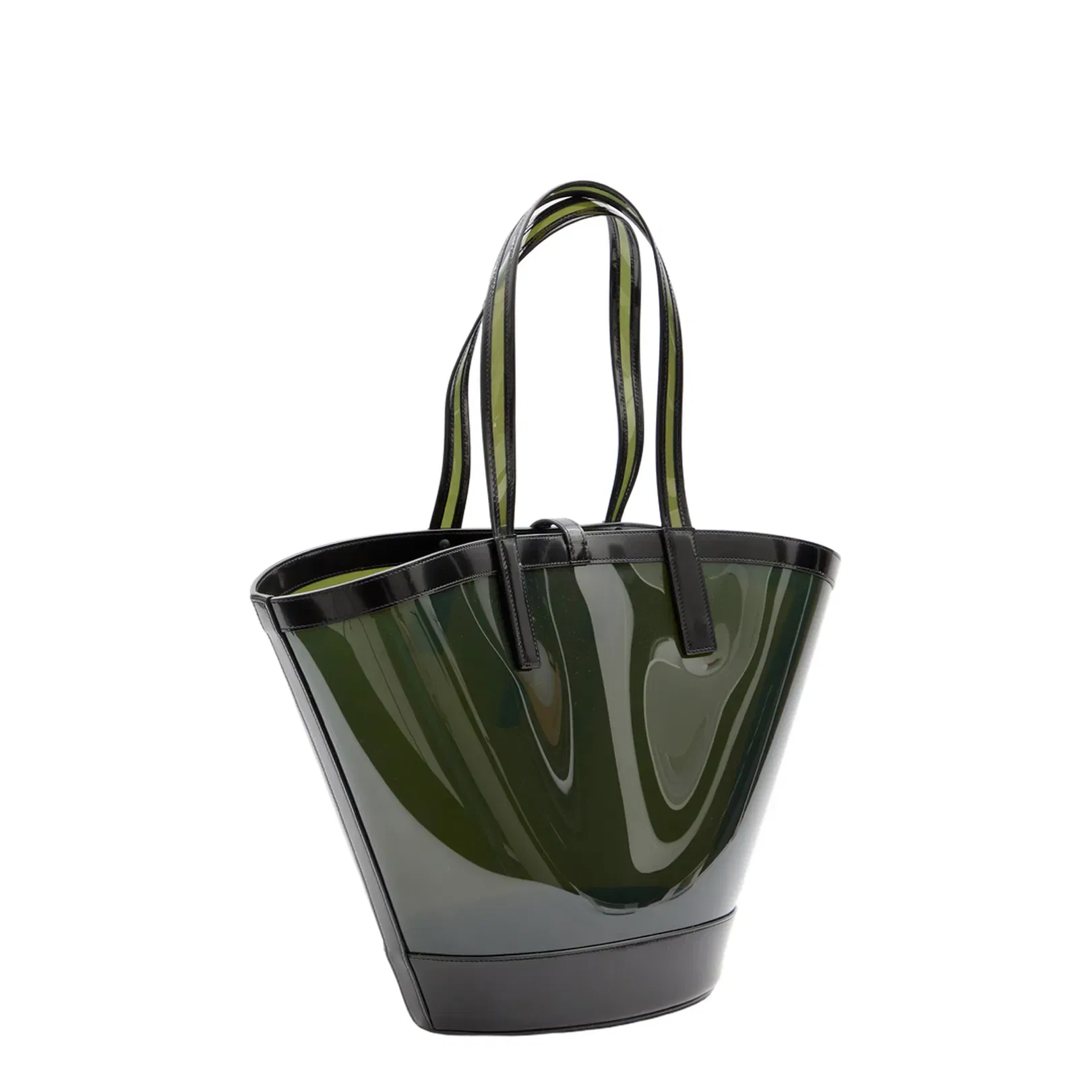 Panier Medium Vinyl and shiny leather Tote Bags - Green