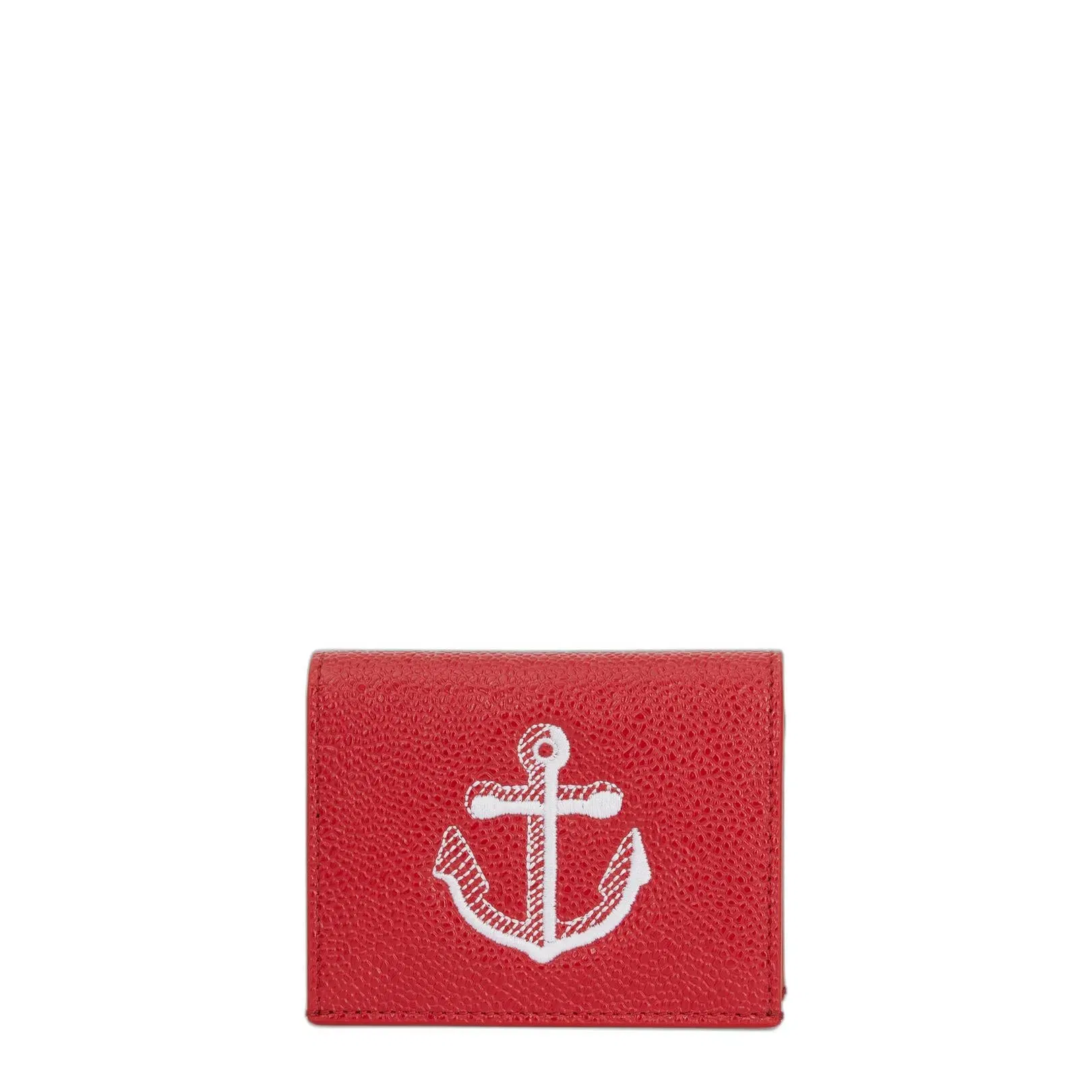 Pebble Grain Leather Anchor Double Card Holder