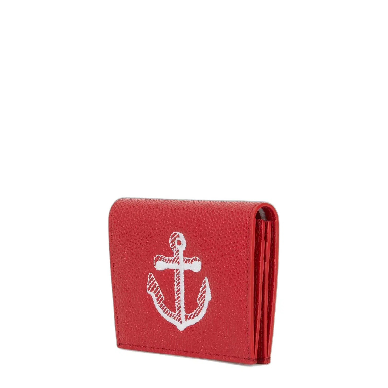 Pebble Grain Leather Anchor Double Card Holder
