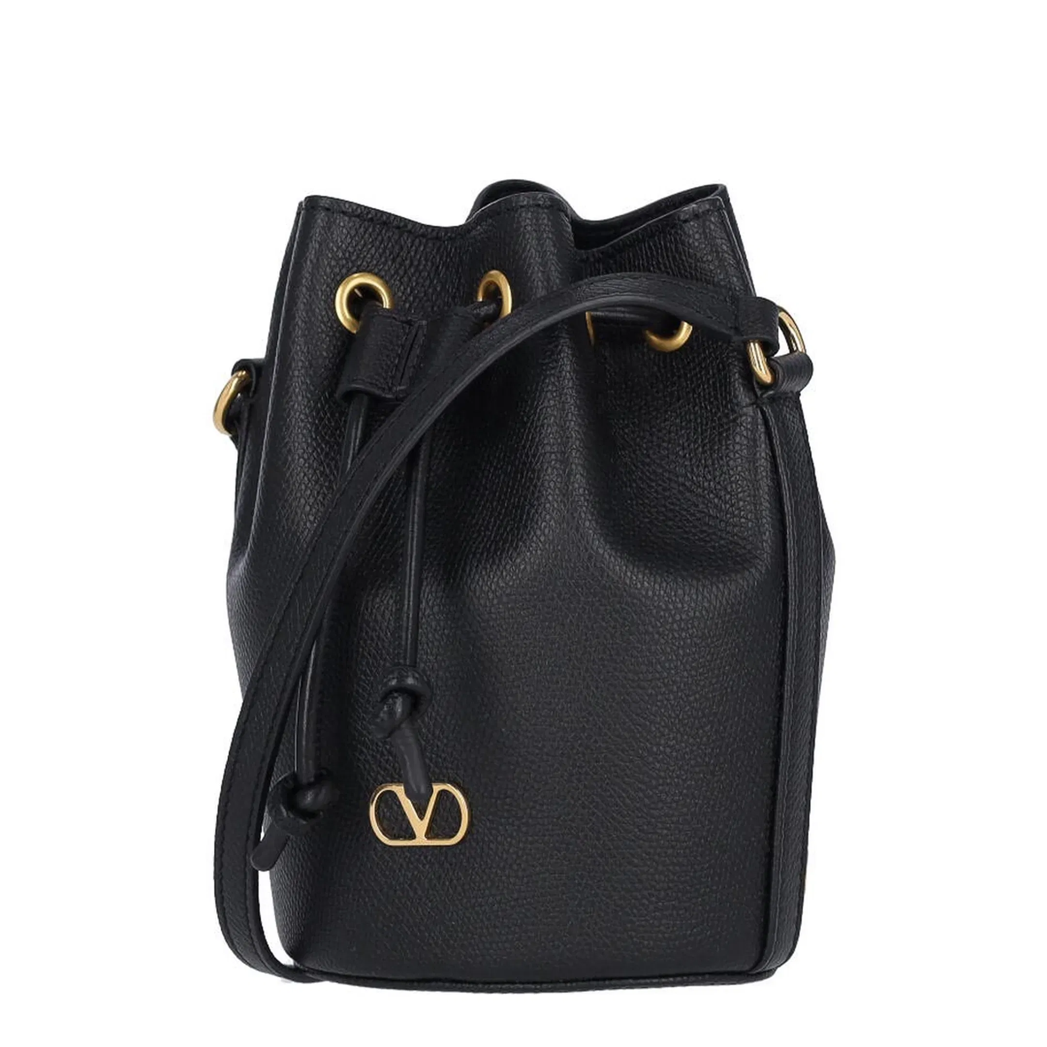 Black Leather Bucket Bag