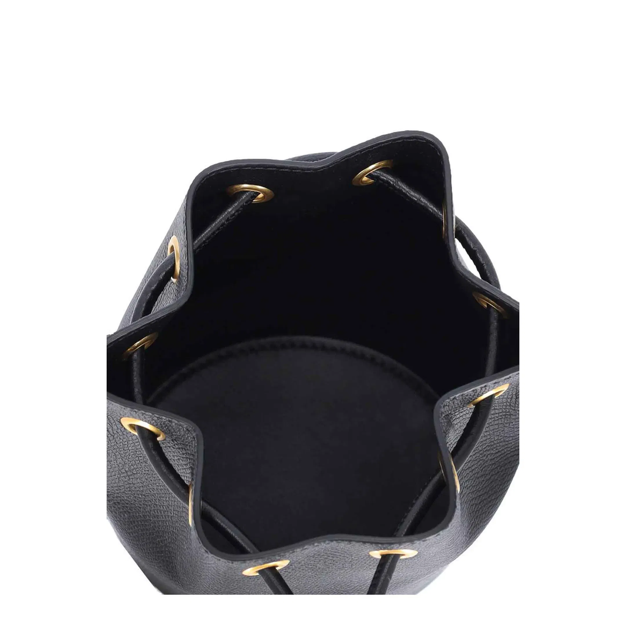 Black Leather Bucket Bag