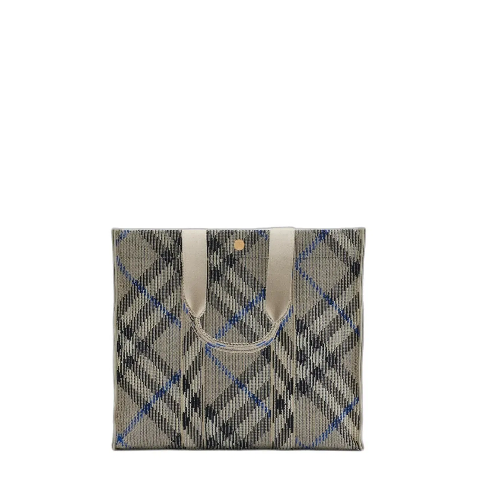 Medium Check Knitted Tote in Lichen