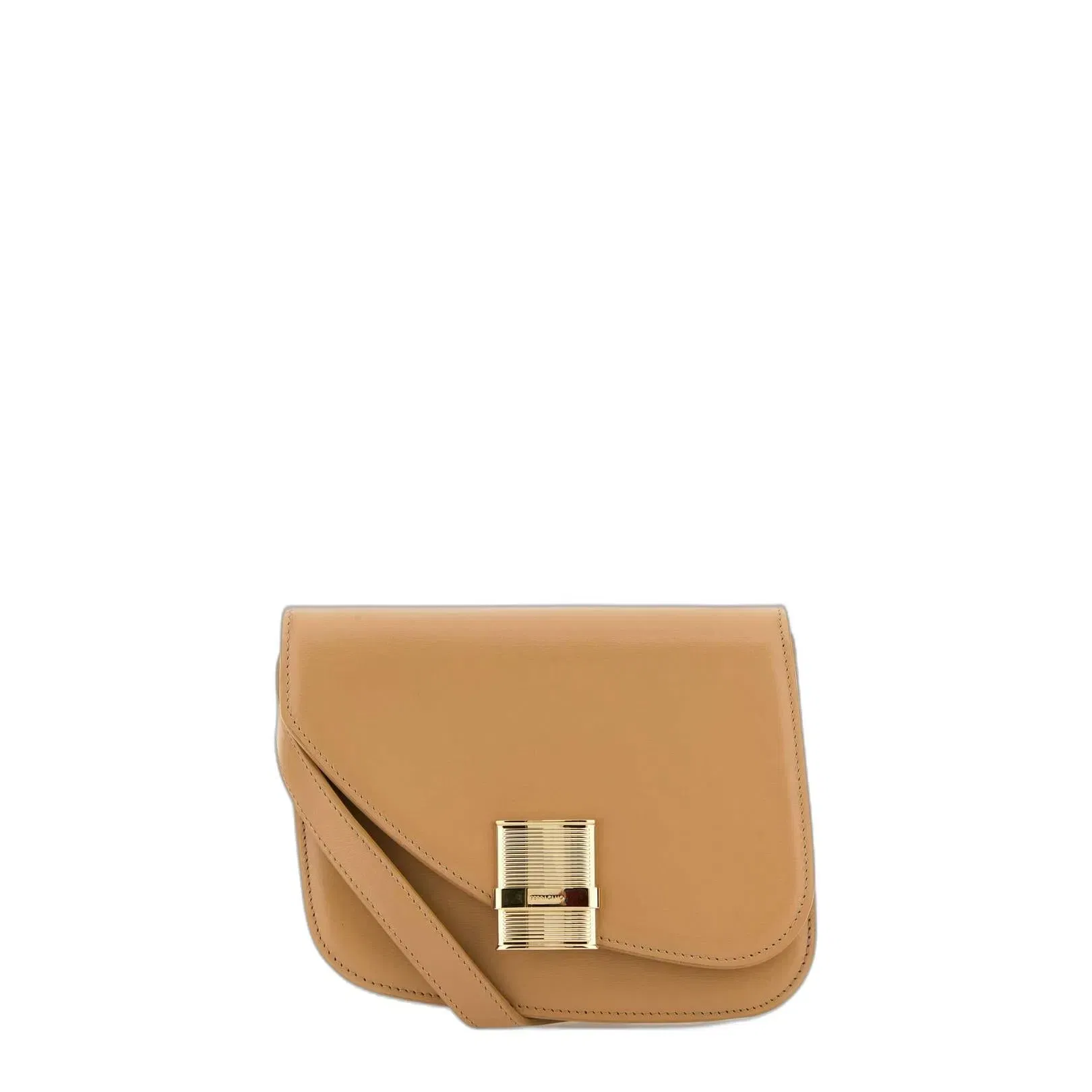 Beige Leather Small Fiamma Crossbody Bag