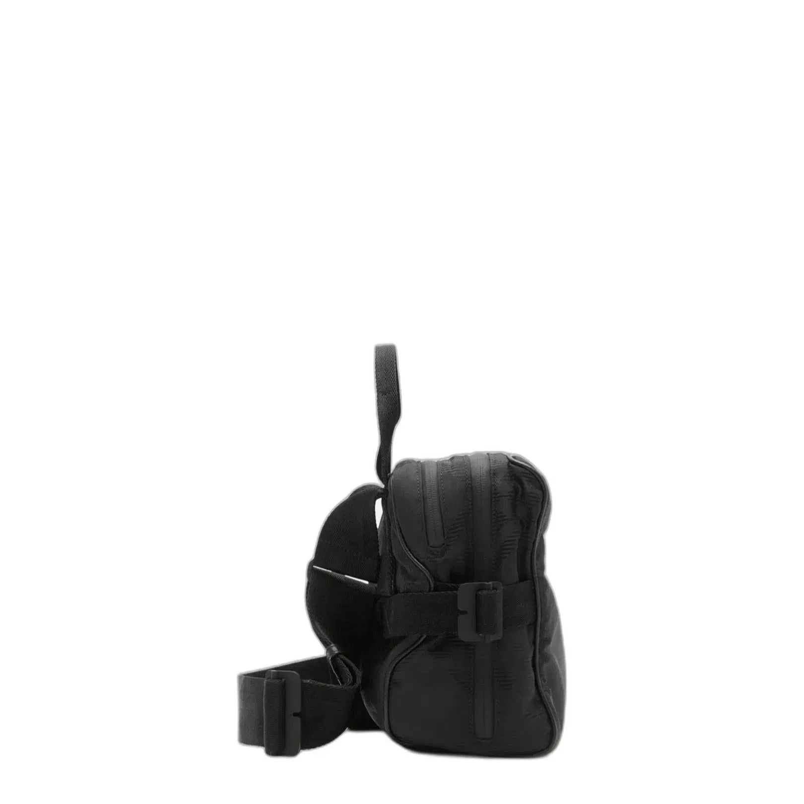 Check Jacquard Crossbody Bag in Black